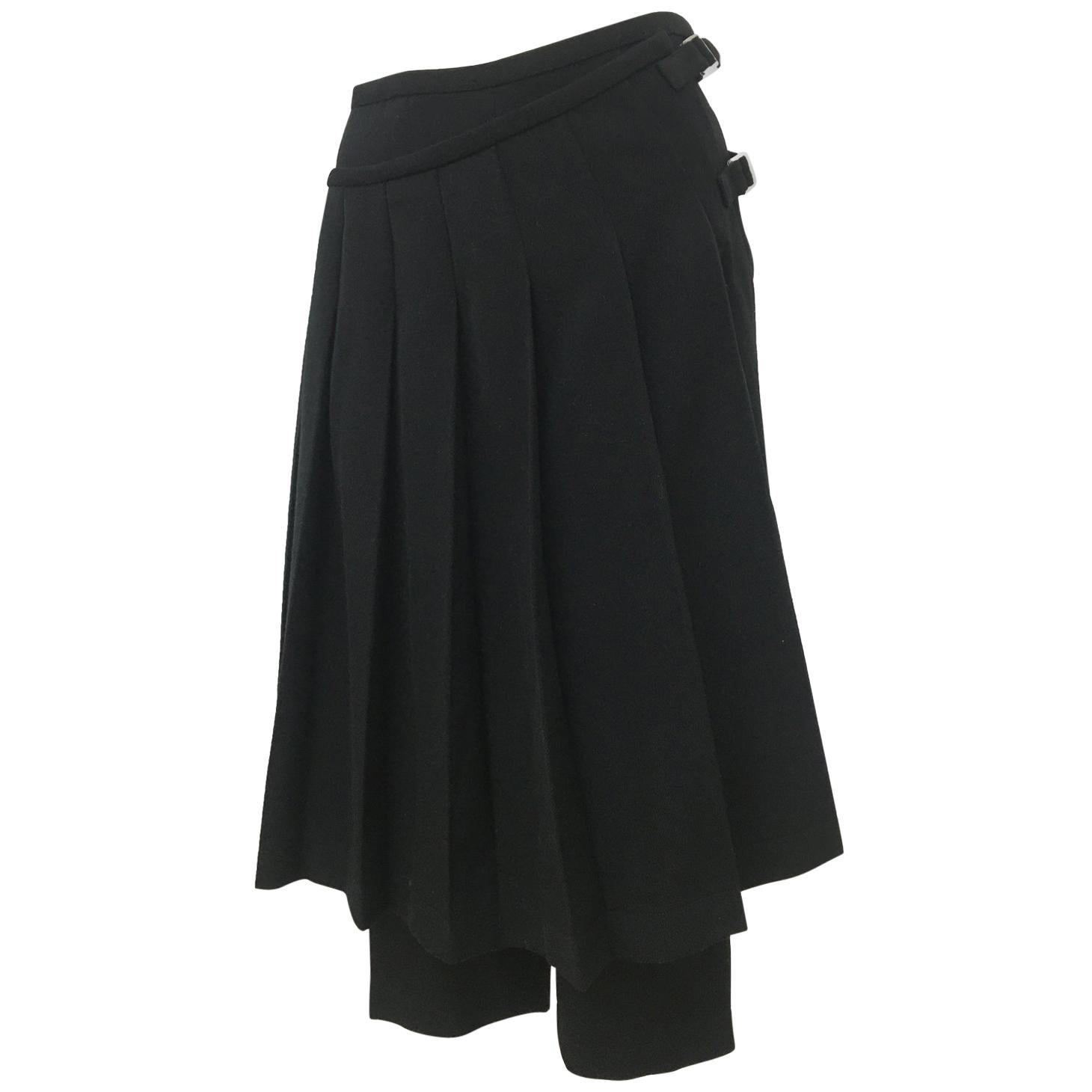 Comme des Garcons Pleated Skirt Pants Black Wool AD 1998 For Sale