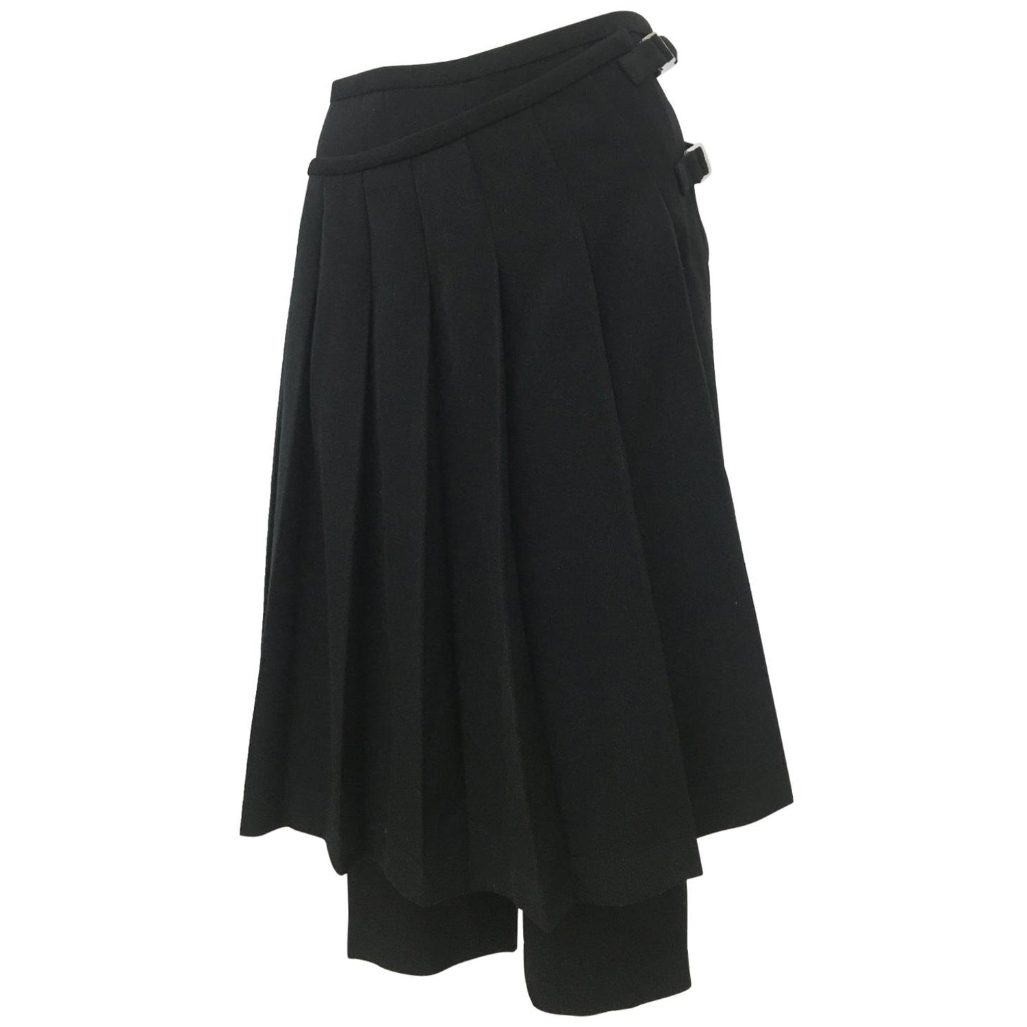 Comme des Garcons Pleated Skirt Pants Black Wool AD 1998 For Sale  