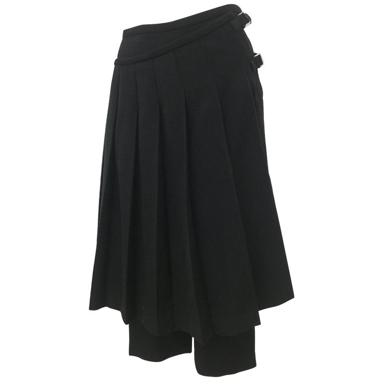 Comme des Garcons Pleated Skirt Pants Black Wool AD 1998 For Sale 