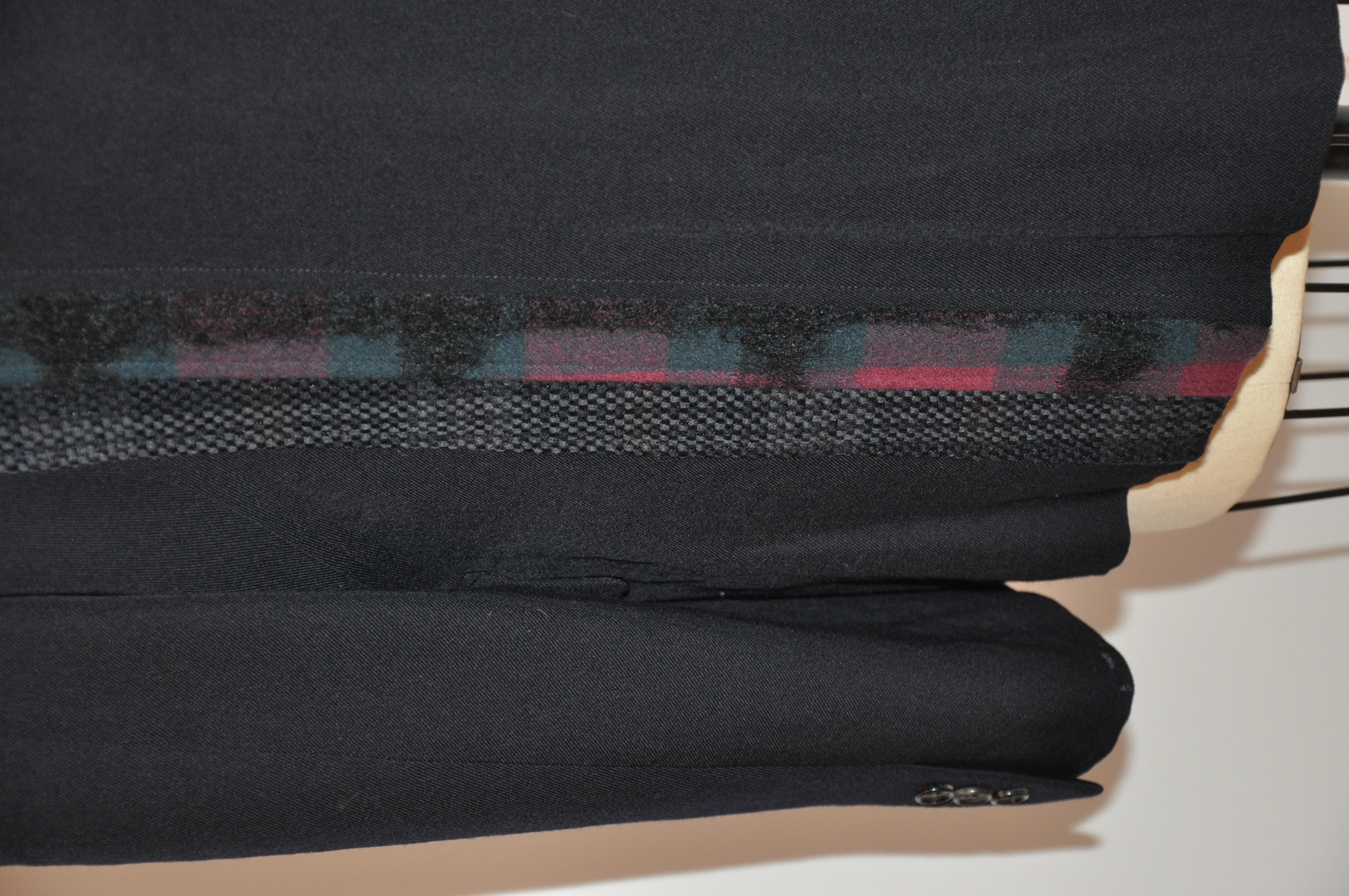 Comme des Garçons - Veste en laine noire en peluche ornée de patchworks multicolores en vente 7
