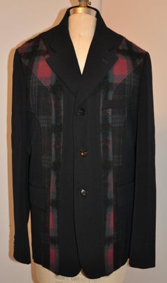 Comme des Garcons Plush Black Wool Accented with Multi-Abstract Patchwork Jacket