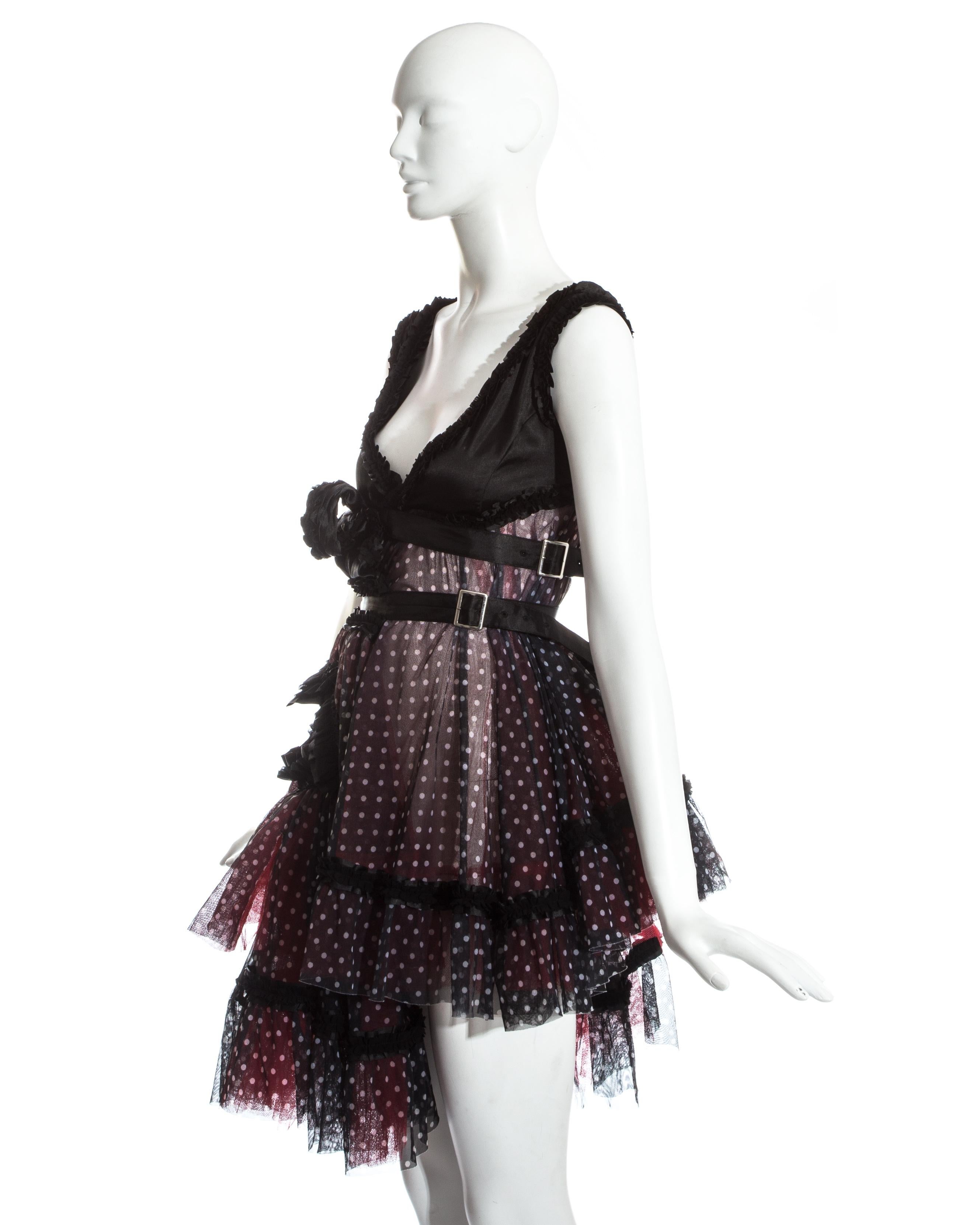 Black Comme des Garcons polka dot tulle deconstructed dress, fw 2008 For Sale