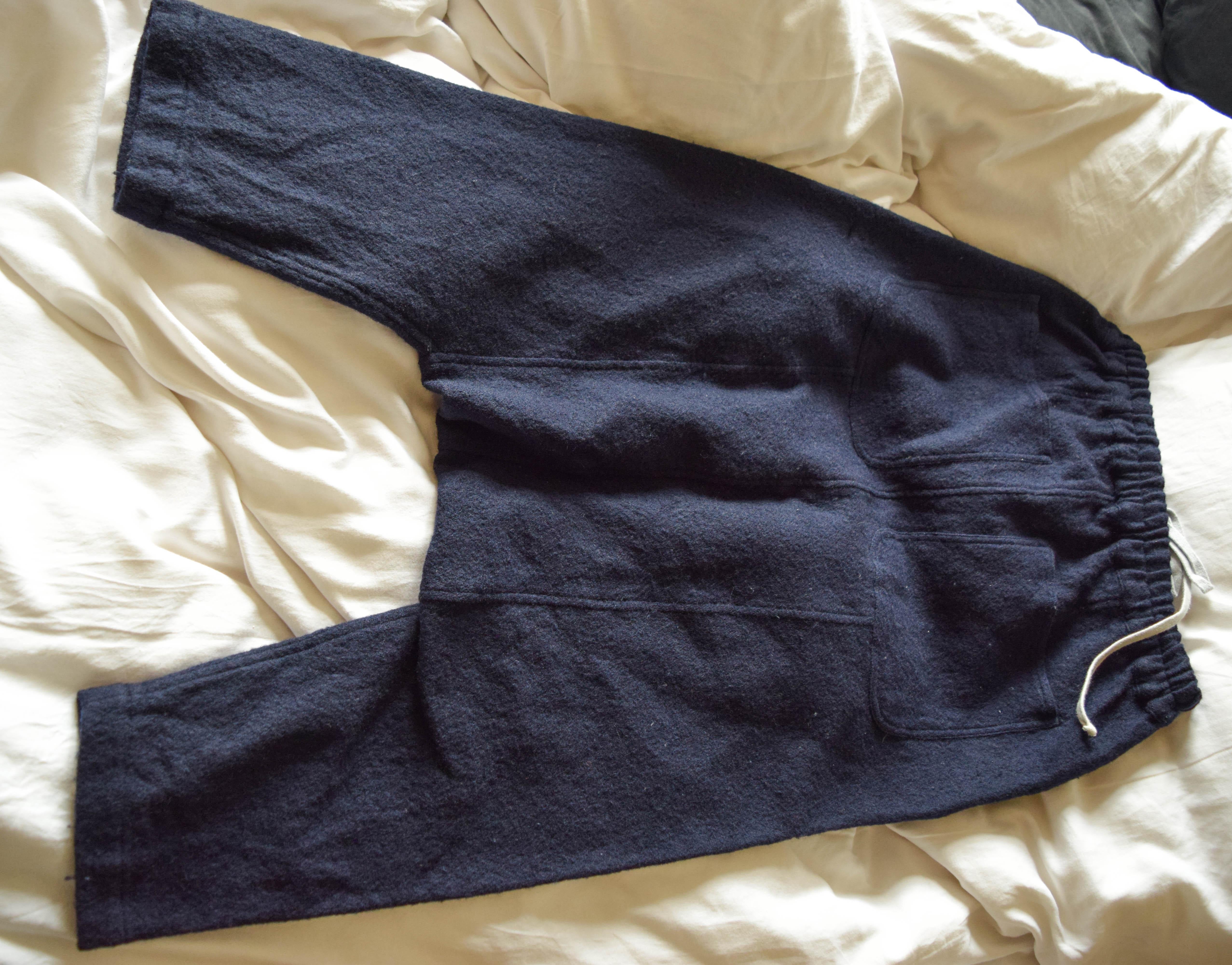 Artigiano Comme des Garcons pantaloni da donna in pura lana nero in vendita
