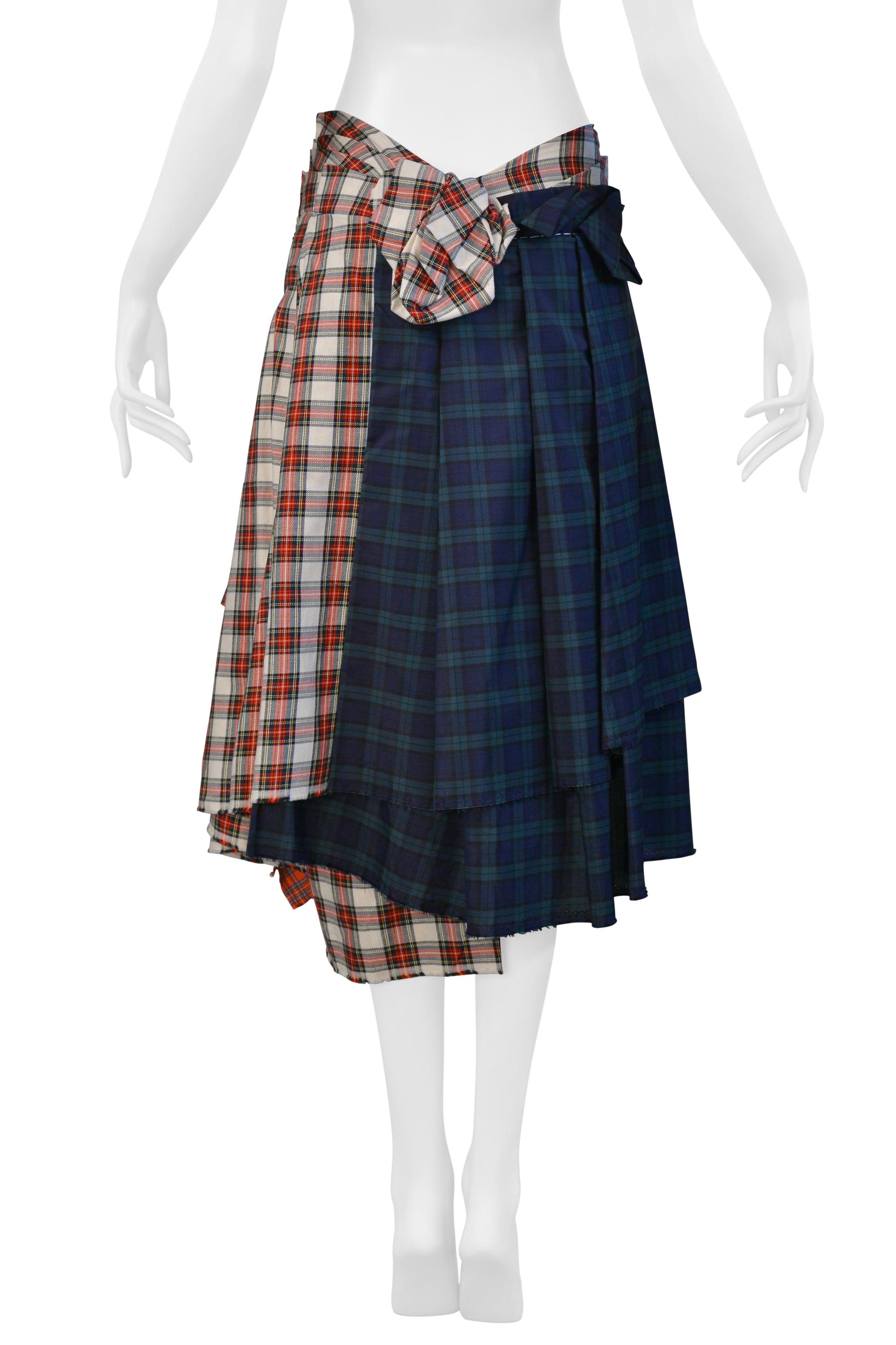 Comme Des Garcons Falda plisada de cuadros escoceses reciclados 2006 en venta 5