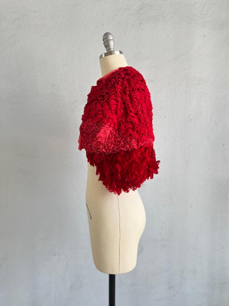 Comme Des Garcons Red Fancy Ruffle Bolero Jacket 2000 en vente 5