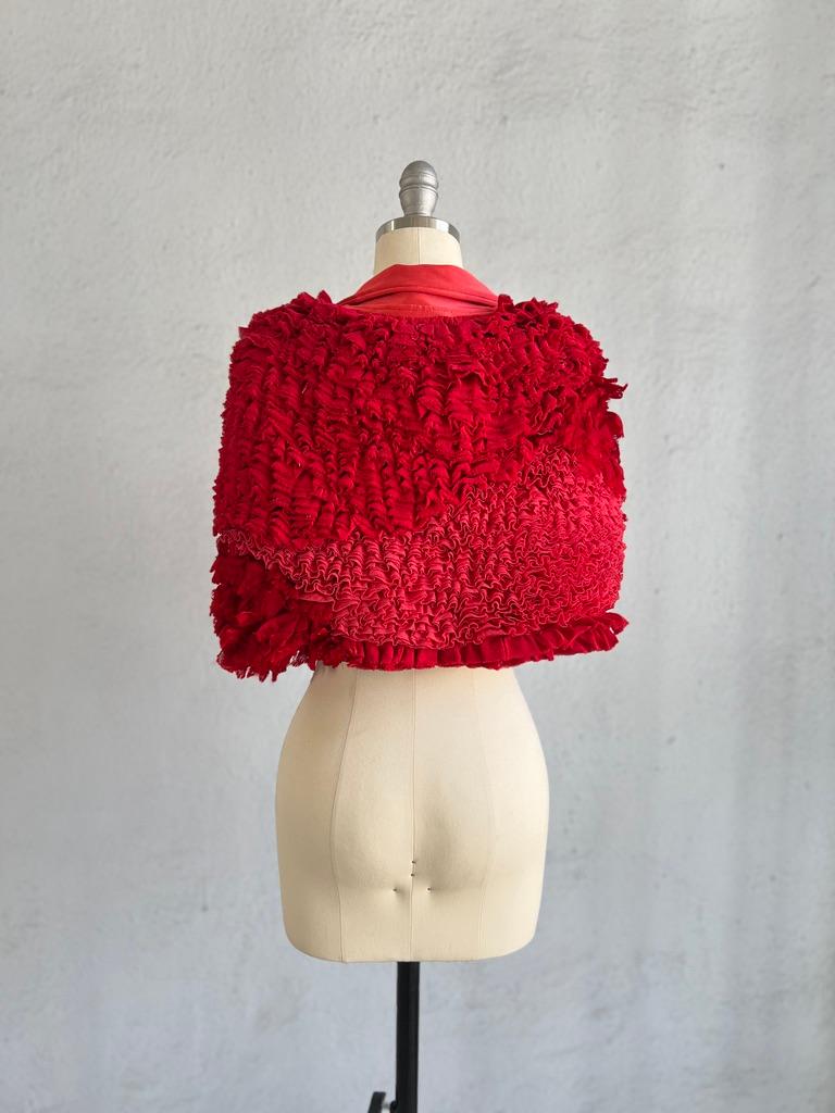 Comme Des Garcons Red Fancy Ruffle Bolero Jacket 2000 en vente 7