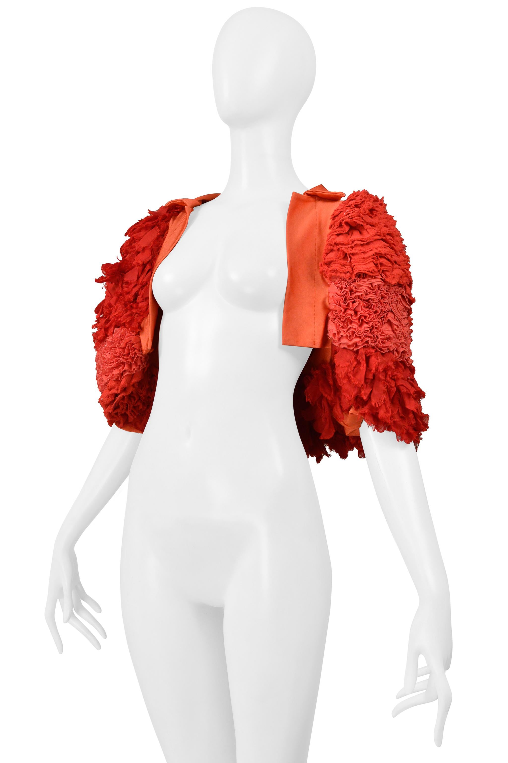 Gris Comme Des Garcons Red Fancy Ruffle Bolero Jacket 2000 en vente