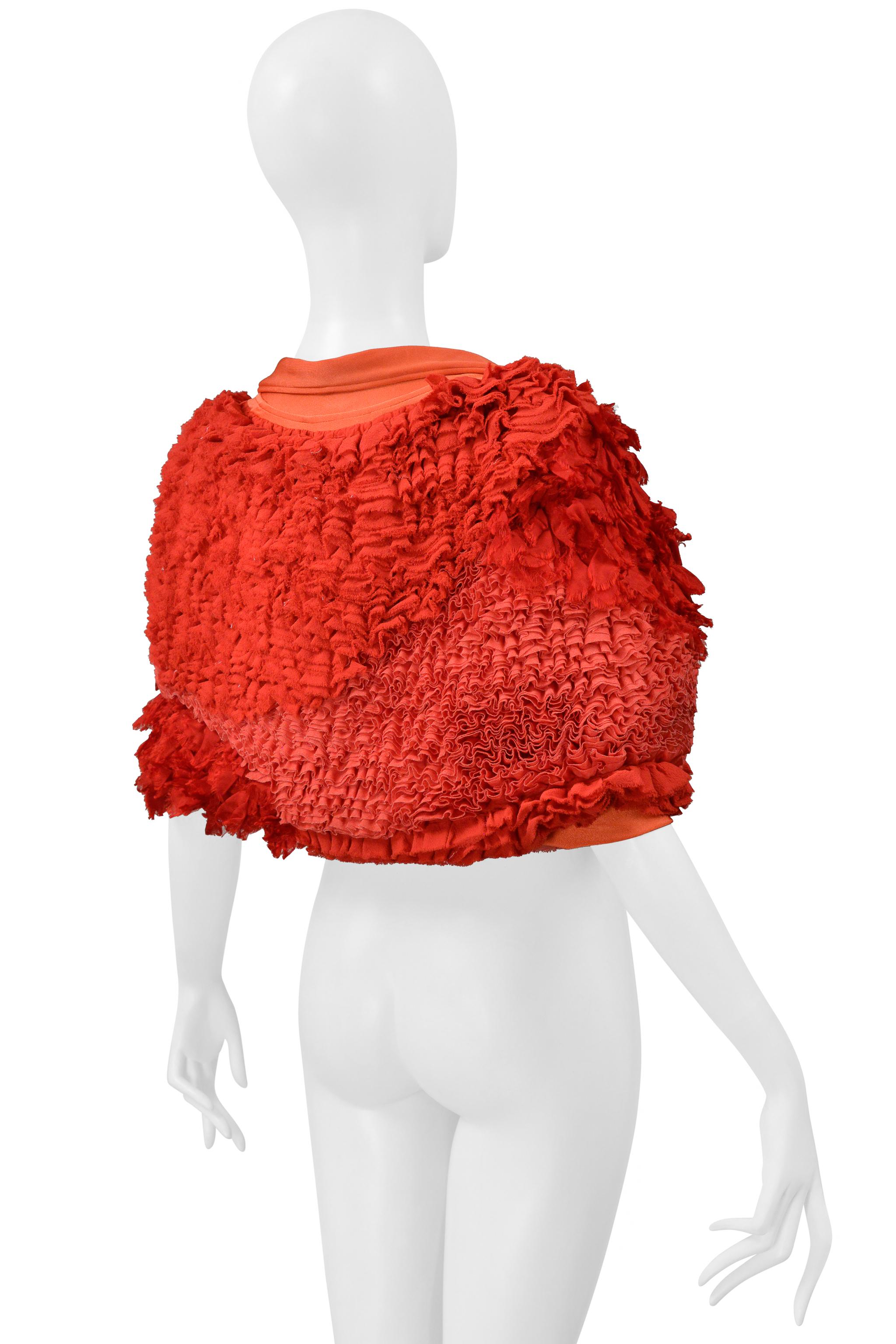 Comme Des Garcons Red Fancy Ruffle Bolero Jacket 2000 en vente 1