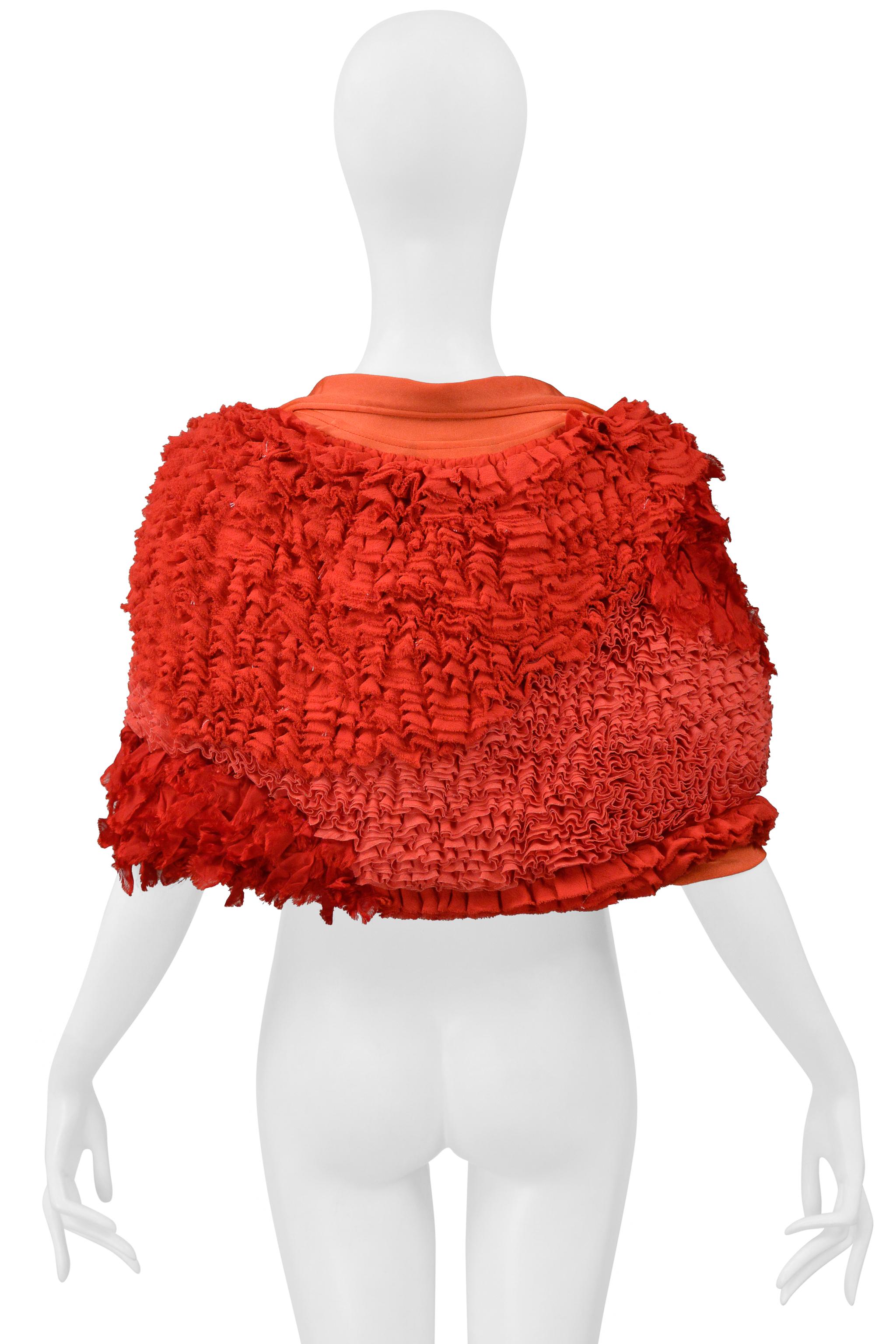 Comme Des Garcons Red Fancy Ruffle Bolero Jacket 2000 en vente 2
