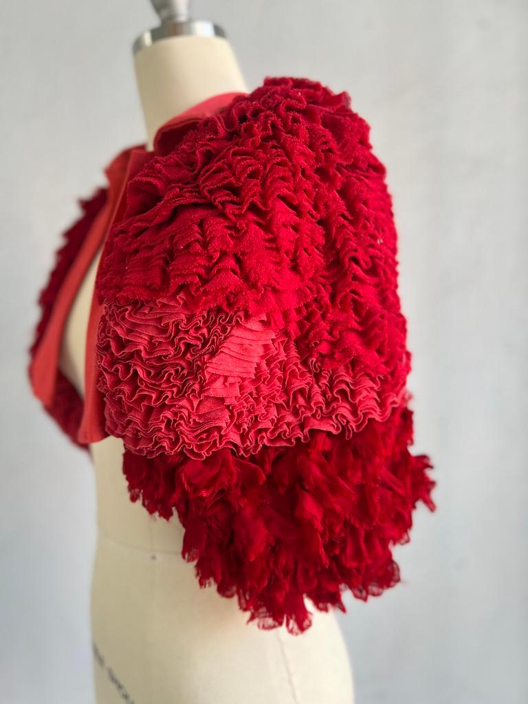 Comme Des Garcons Red Fancy Ruffle Bolero Jacket 2000 en vente 4