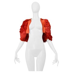 Comme Des Garcons Rotes Bolero-Jäckchen mit ausgefallenen Rüschen 2000
