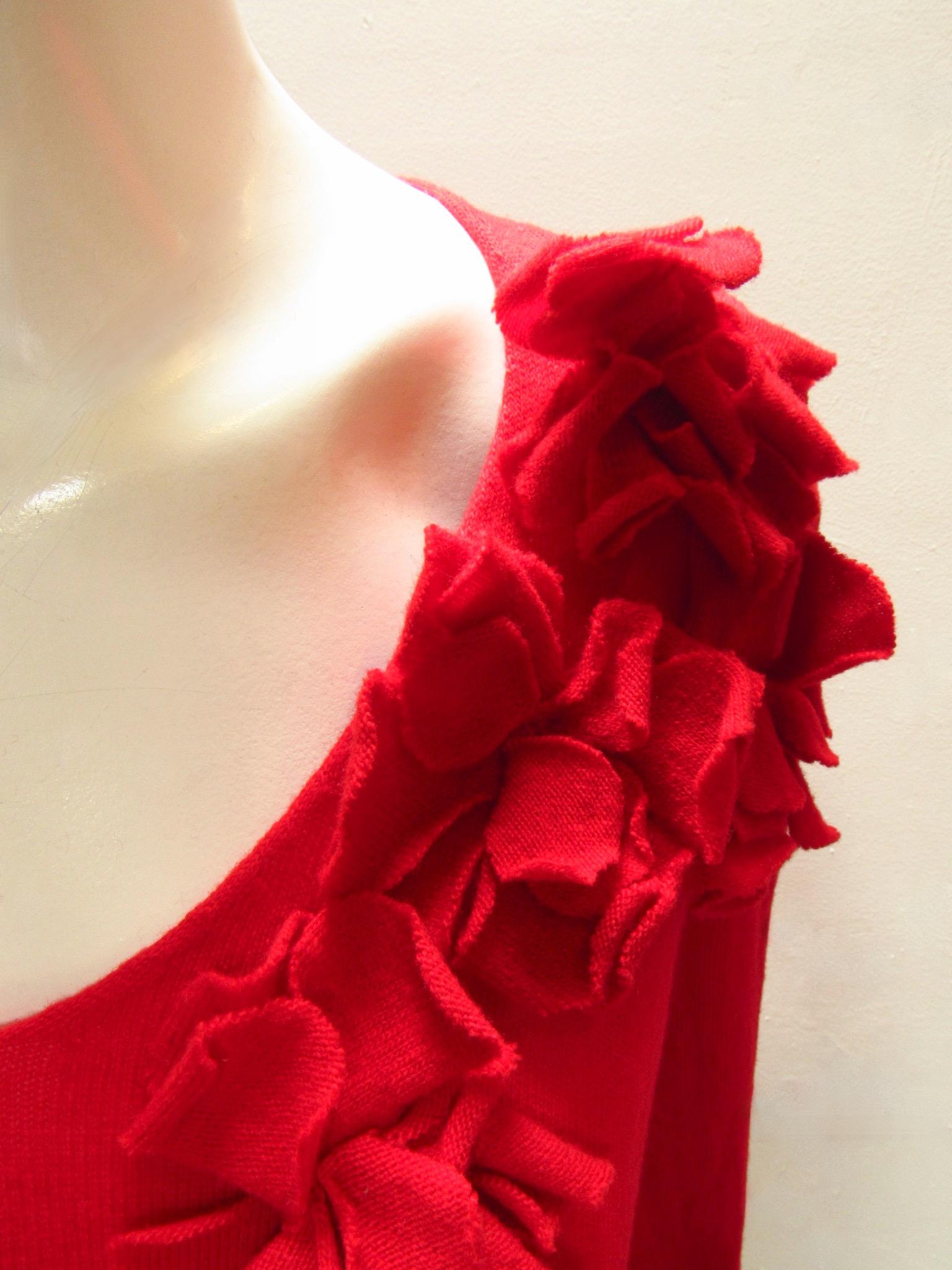 Comme Des Garçons Red Flower Sweater For Sale 2
