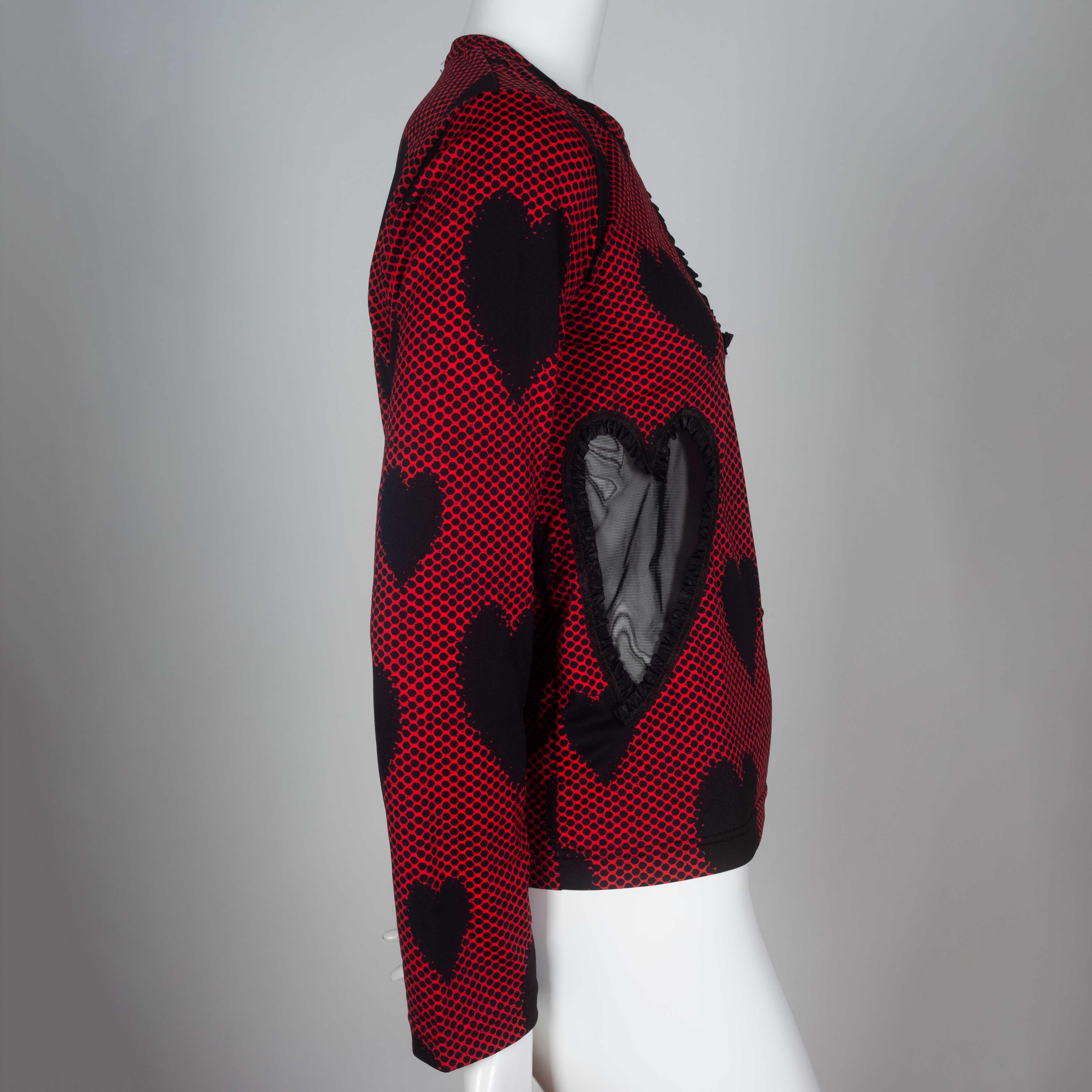 Black Comme des Garçons Red Long Sleeve with Chiffon Hearts, 2008
