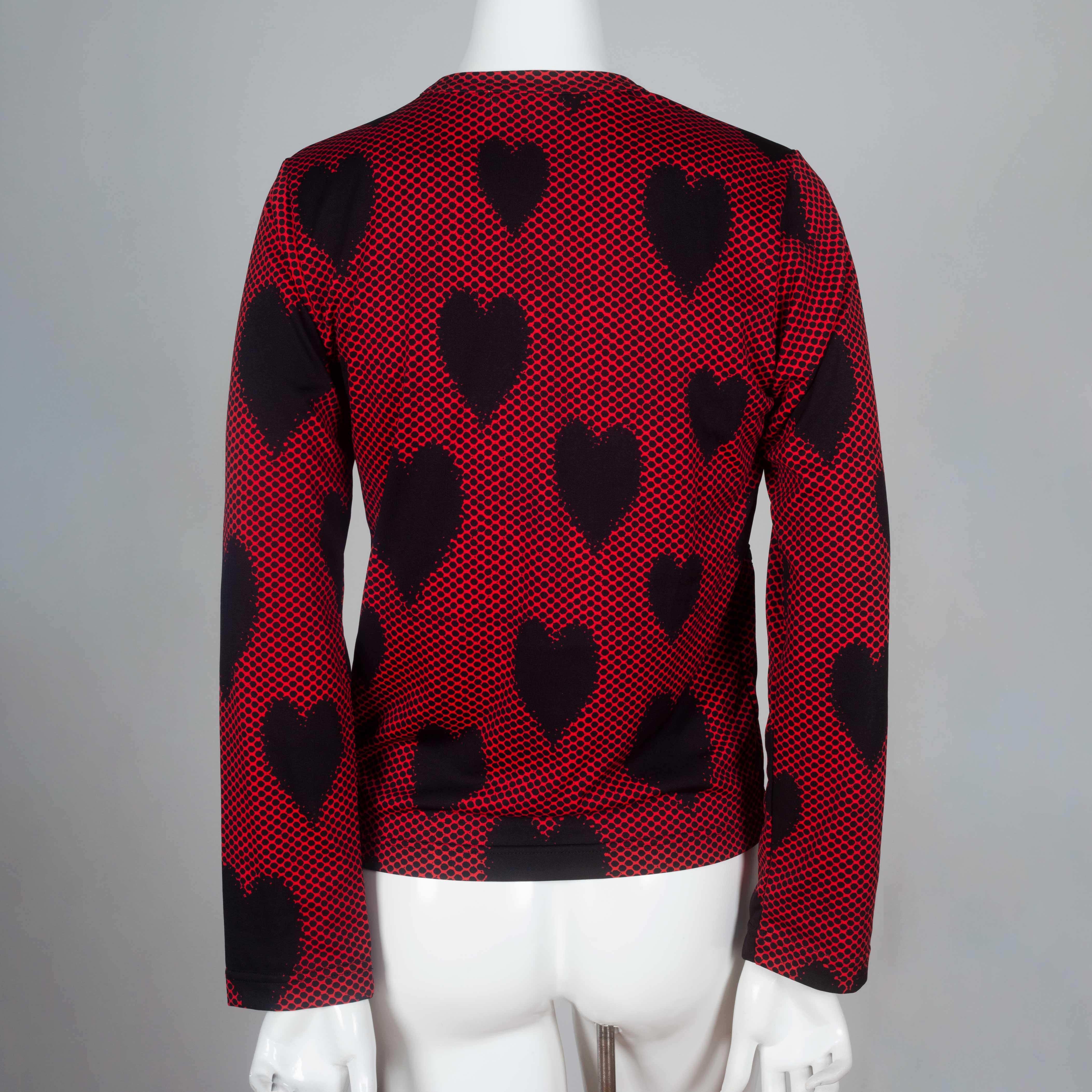 Comme des Garçons Red Long Sleeve with Chiffon Hearts, 2008 In Good Condition In Chicago, IL