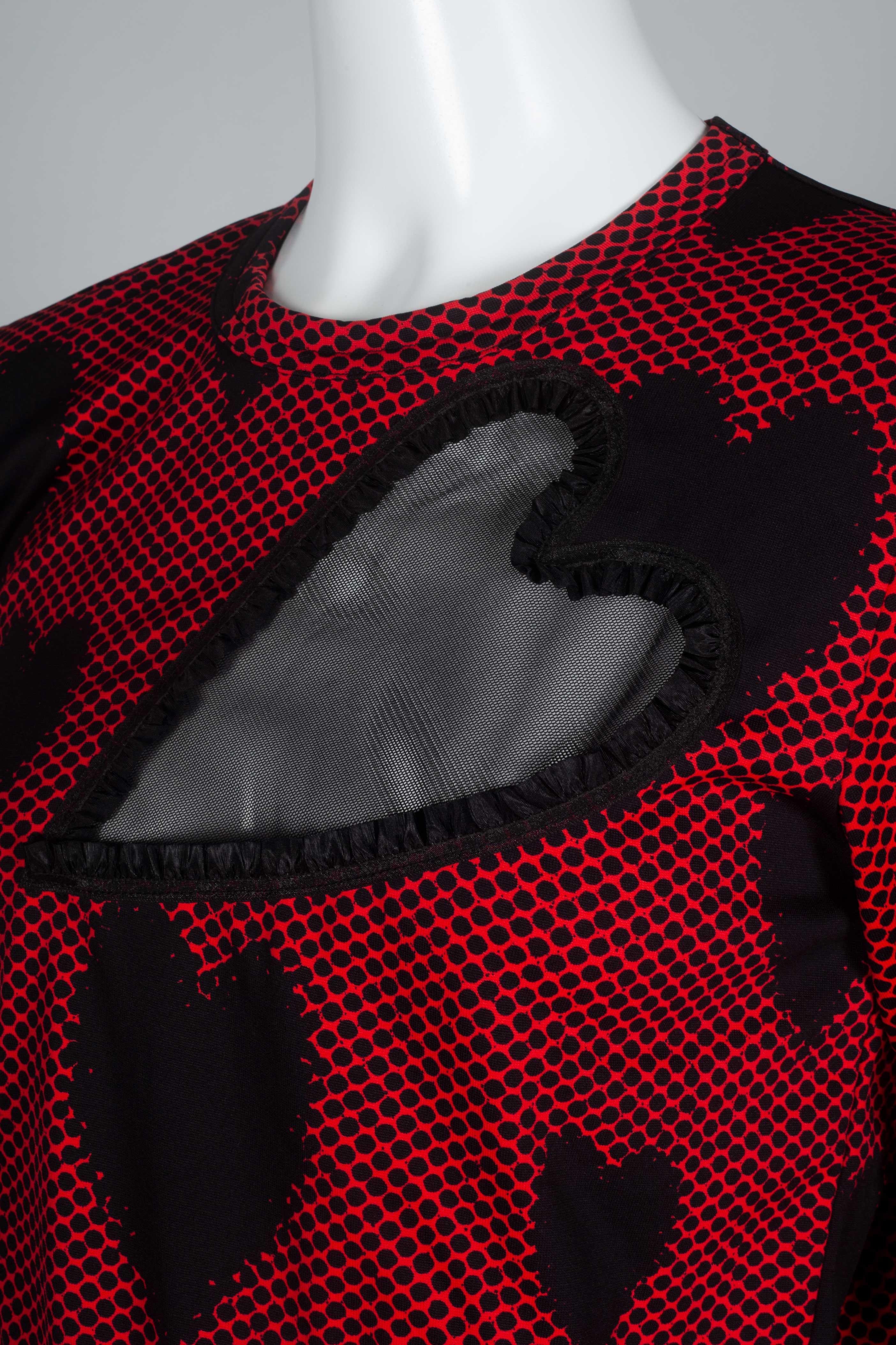 Women's or Men's Comme des Garçons Red Long Sleeve with Chiffon Hearts, 2008