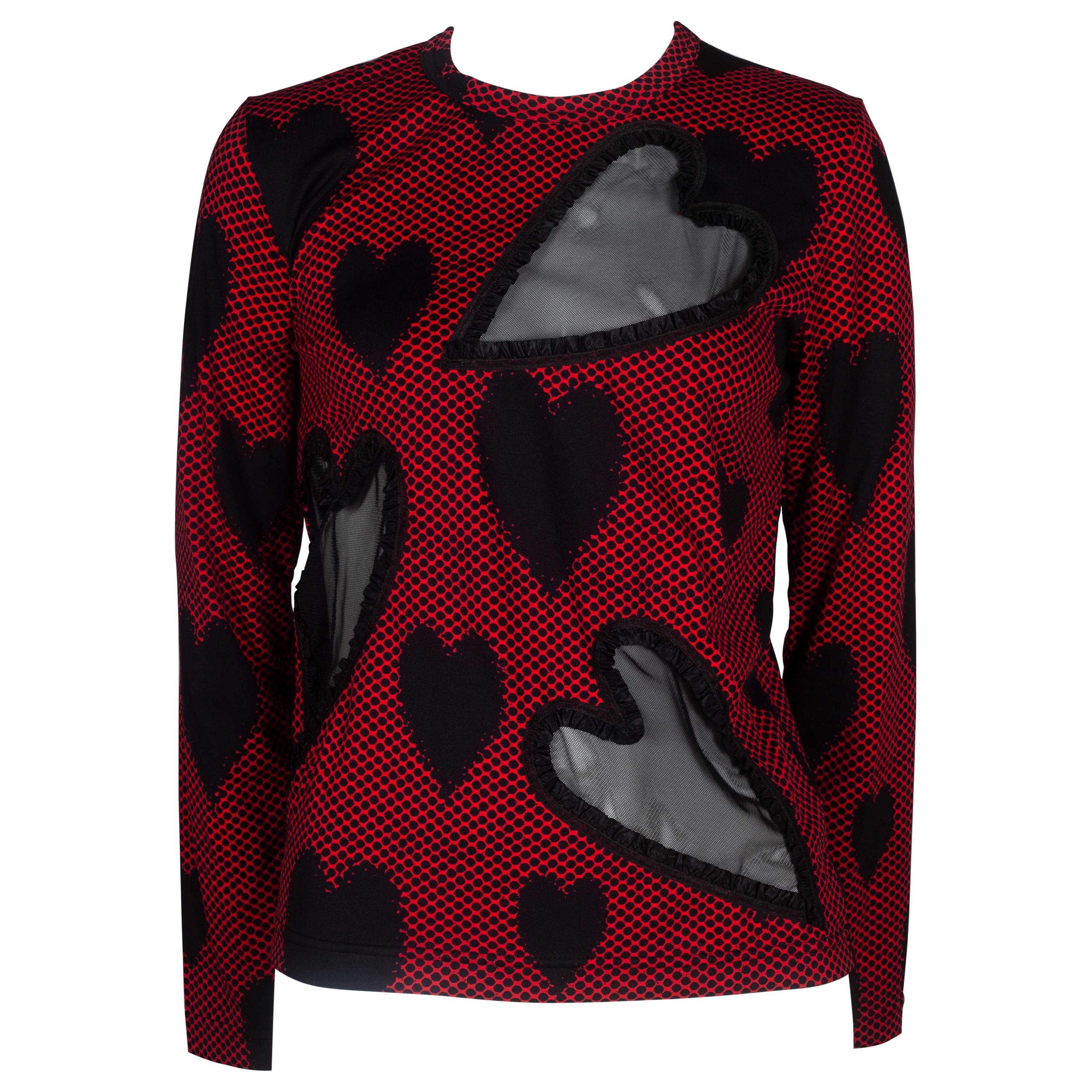 Comme des Garçons Red Long Sleeve with Chiffon Hearts, 2008