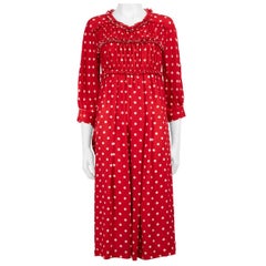 Comme Des Garcons Red Polkadot Ruffle Midi Dress Size XS