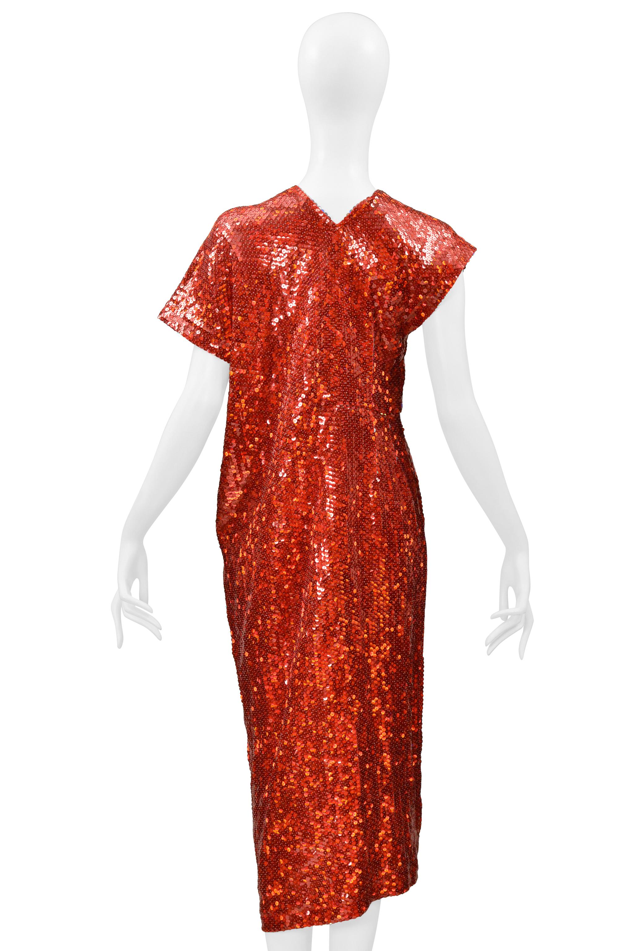 Comme Des Garcons Robe de cocktail asymétrique à paillettes rouges 2000 en vente 3