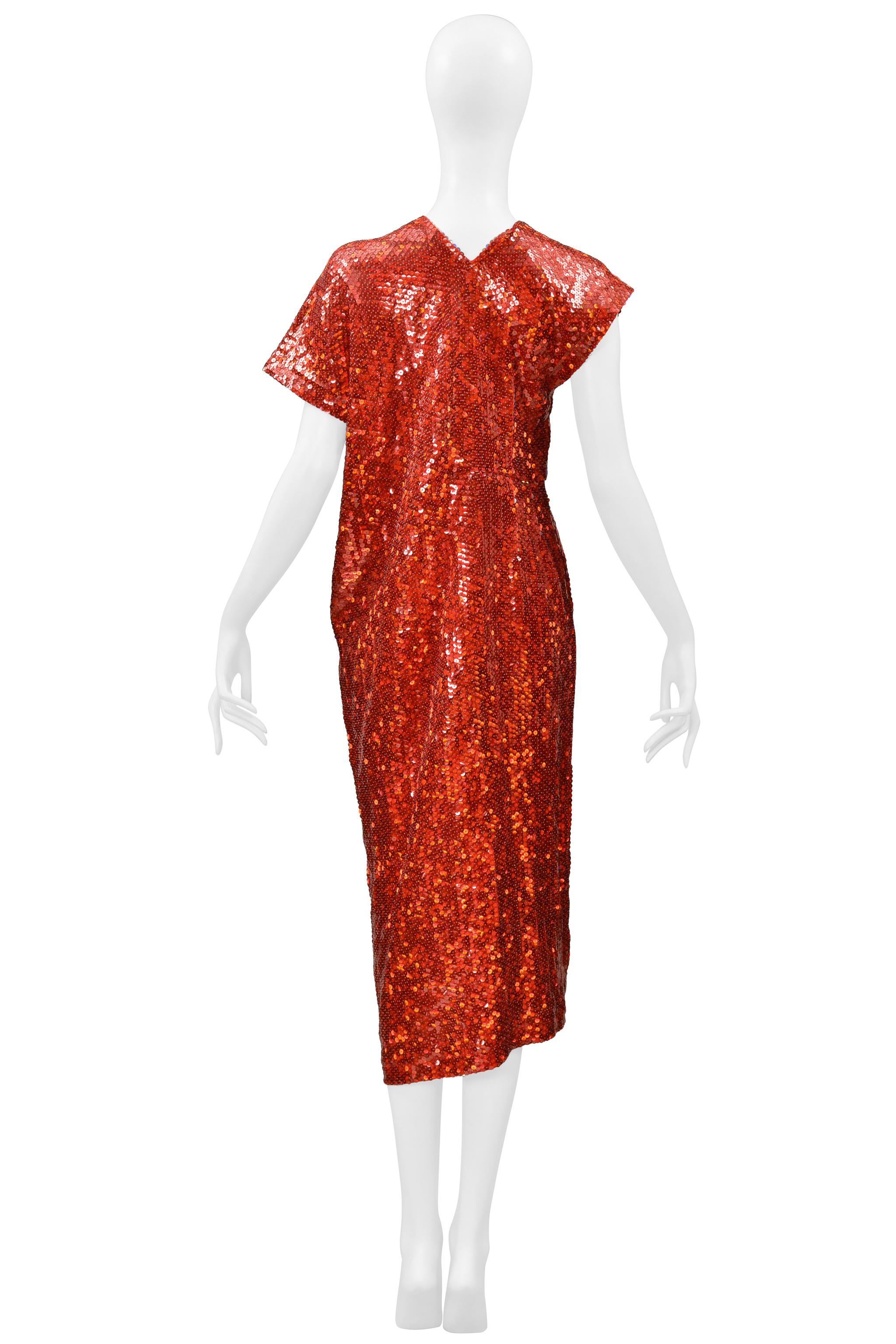 Comme Des Garcons Robe de cocktail asymétrique à paillettes rouges 2000 en vente 4