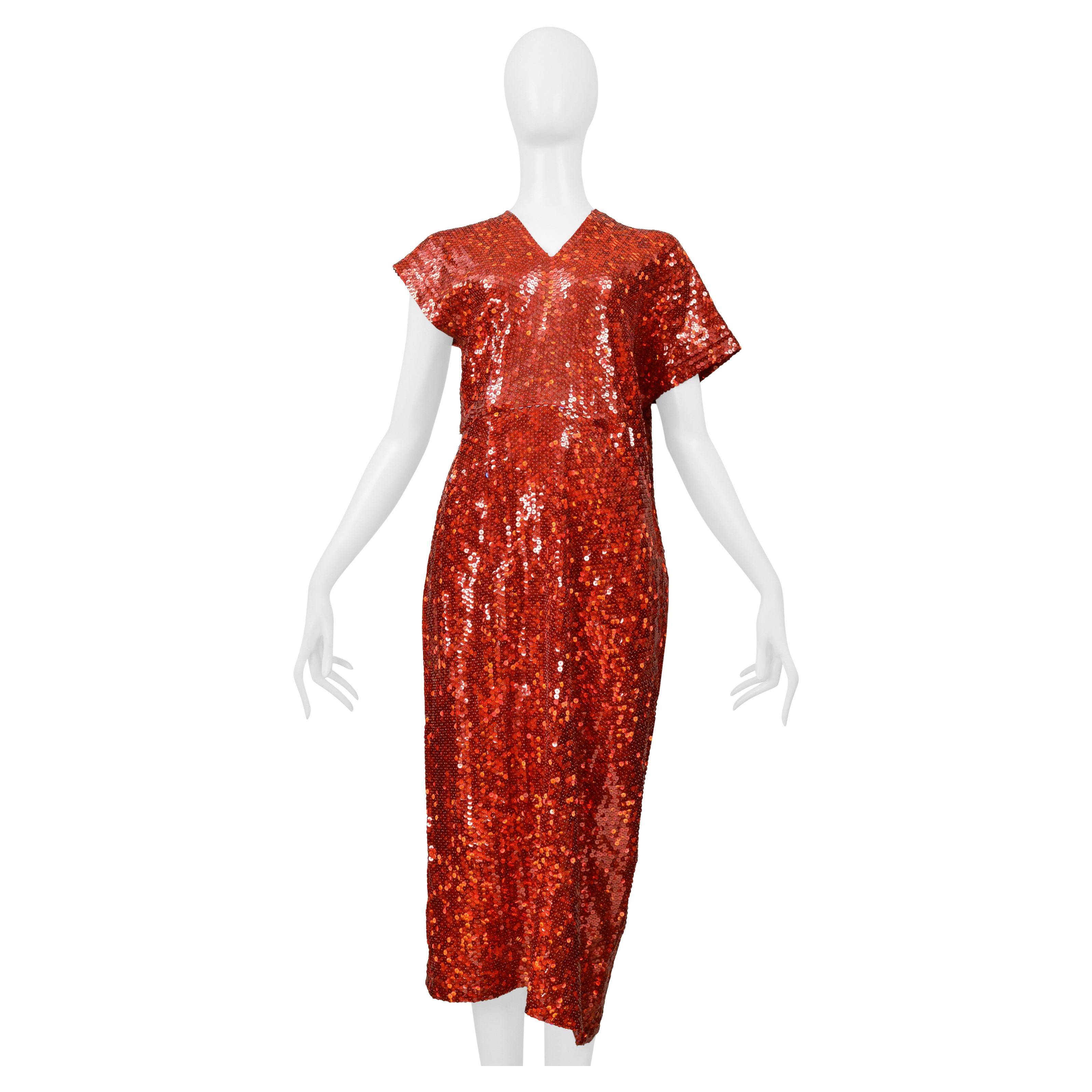 Comme Des Garcons Robe de cocktail asymétrique à paillettes rouges 2000