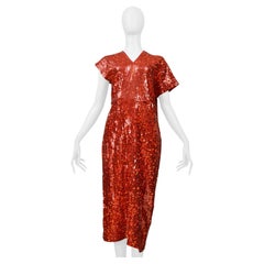 Comme Des Garcons Robe de cocktail asymétrique à paillettes rouges 2000