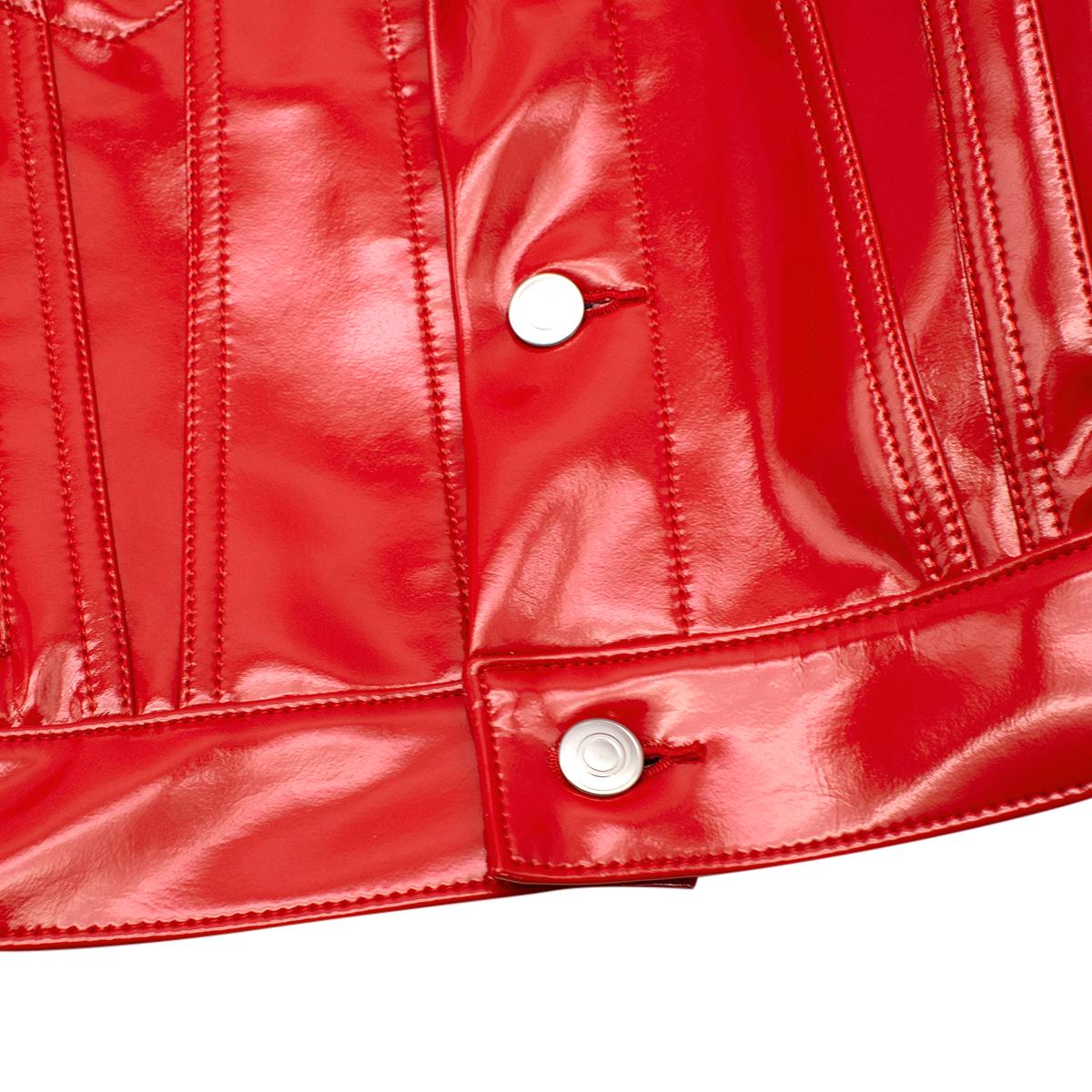 Comme des Garcons Red Vinyl Cropped Jacket - US 8 In New Condition For Sale In London, GB