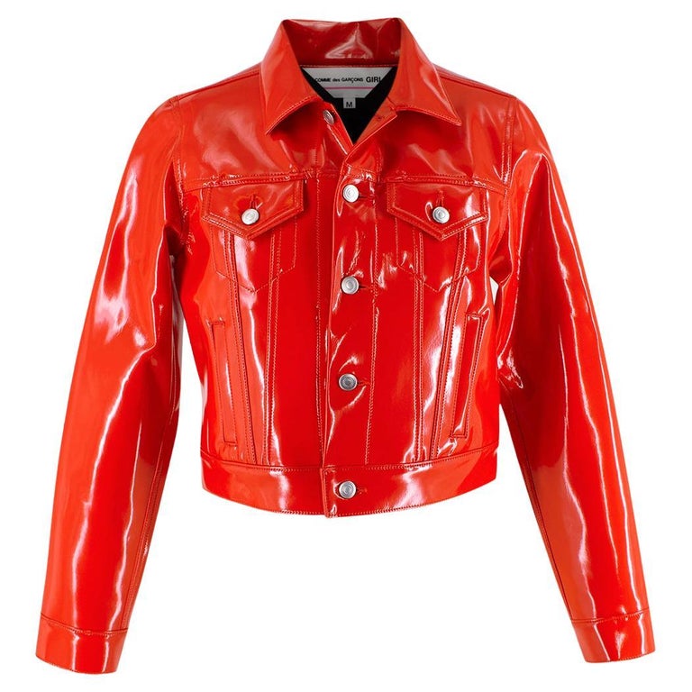 Comme des Garcons Red Vinyl Cropped Jacket - US 8 For Sale at 1stDibs | red  vinyl jacket, vinyl red jacket, red vinyl jacket mens