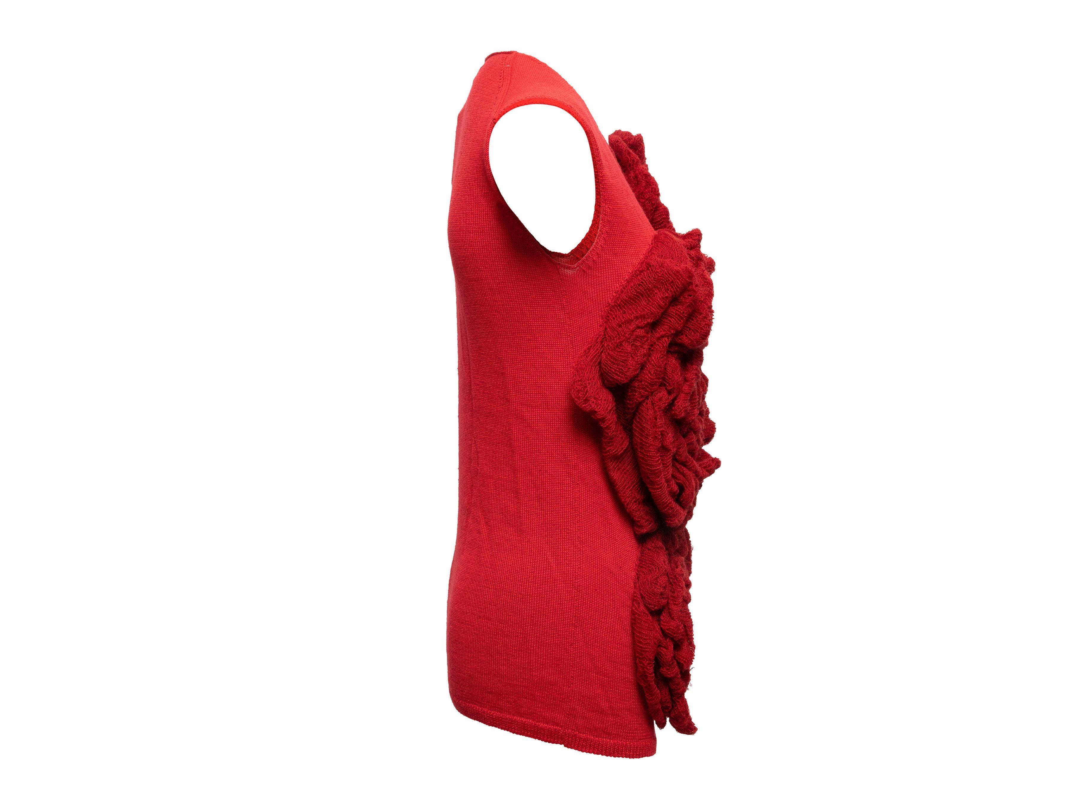 Comme Des Garcons Red Wool-Blend Rosette Sleeveless Top 2