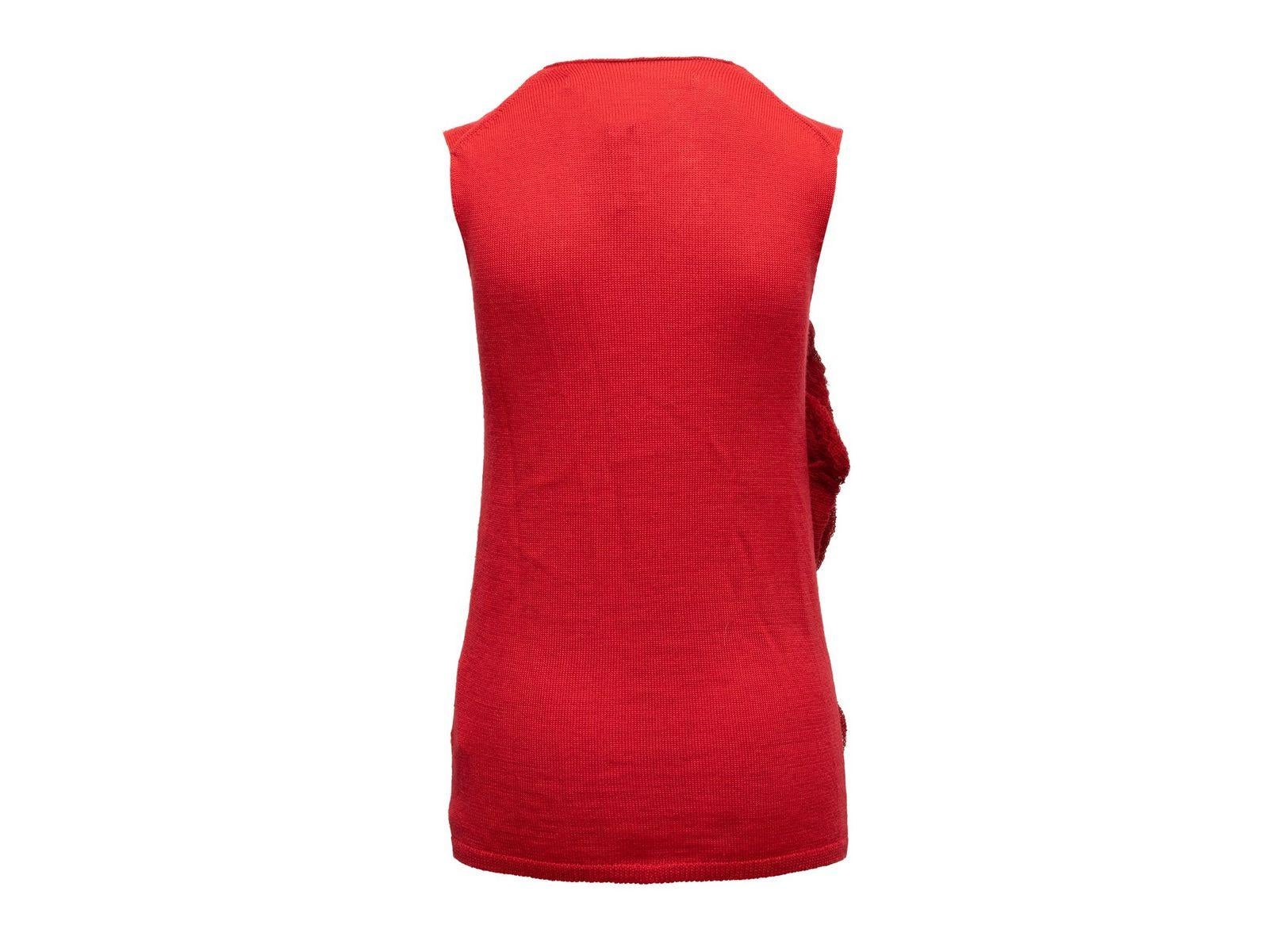 Comme Des Garcons Red Wool-Blend Rosette Sleeveless Top 3