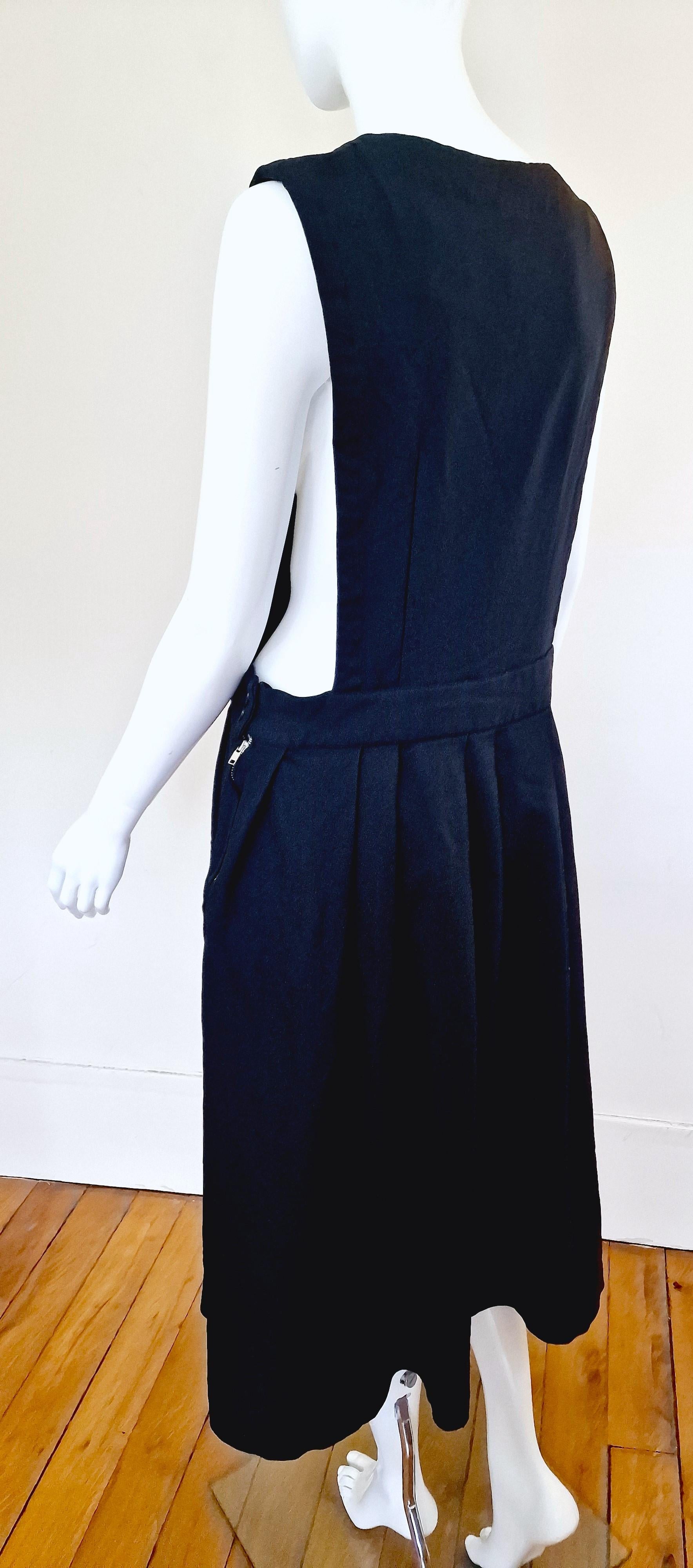 Comme des Garcons Rivet Riveted Suspenders Black Pleated Men Women Dress For Sale 6