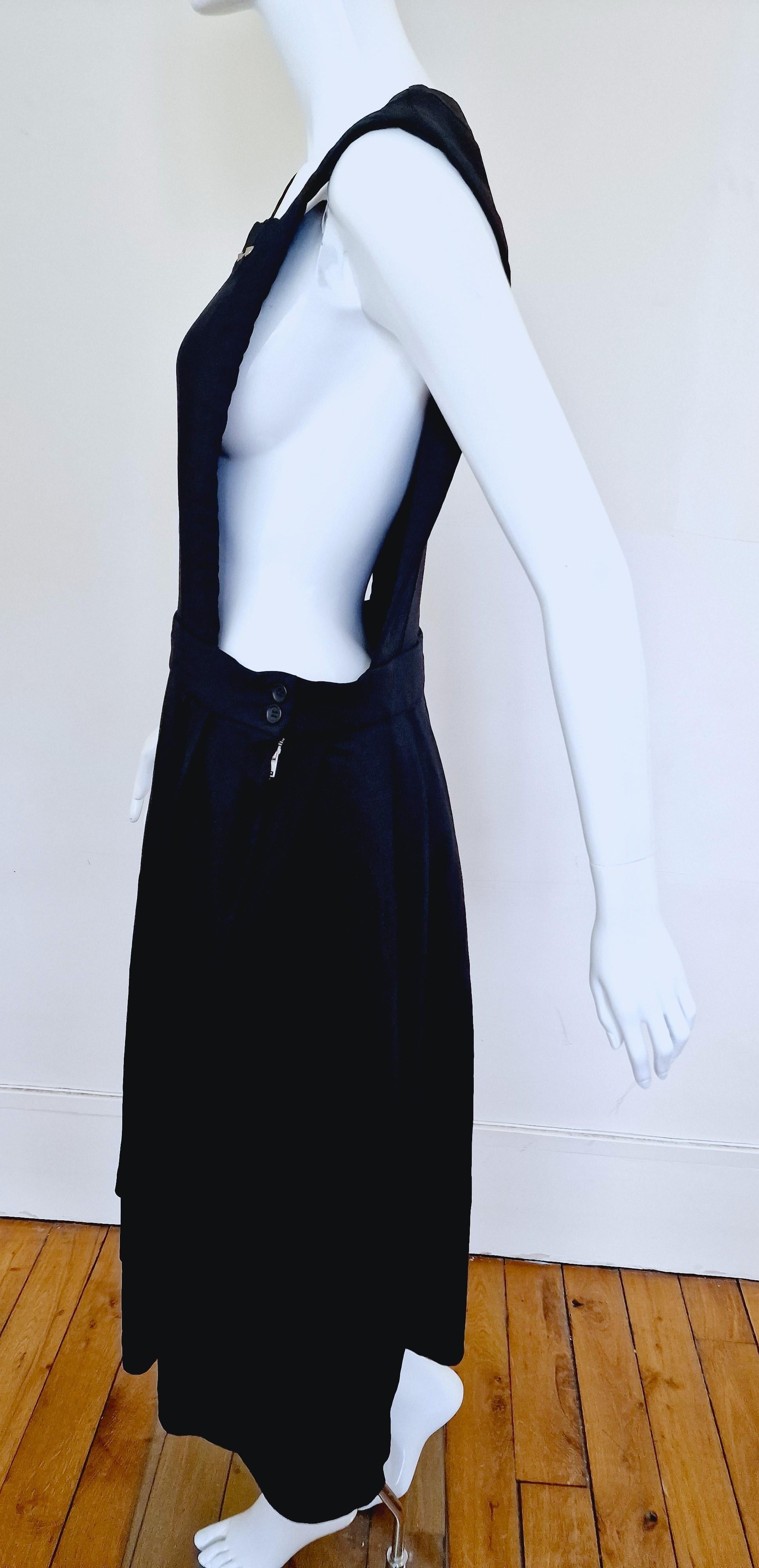 Comme des Garcons Rivet Riveted Suspenders Black Pleated Men Women Dress For Sale 1