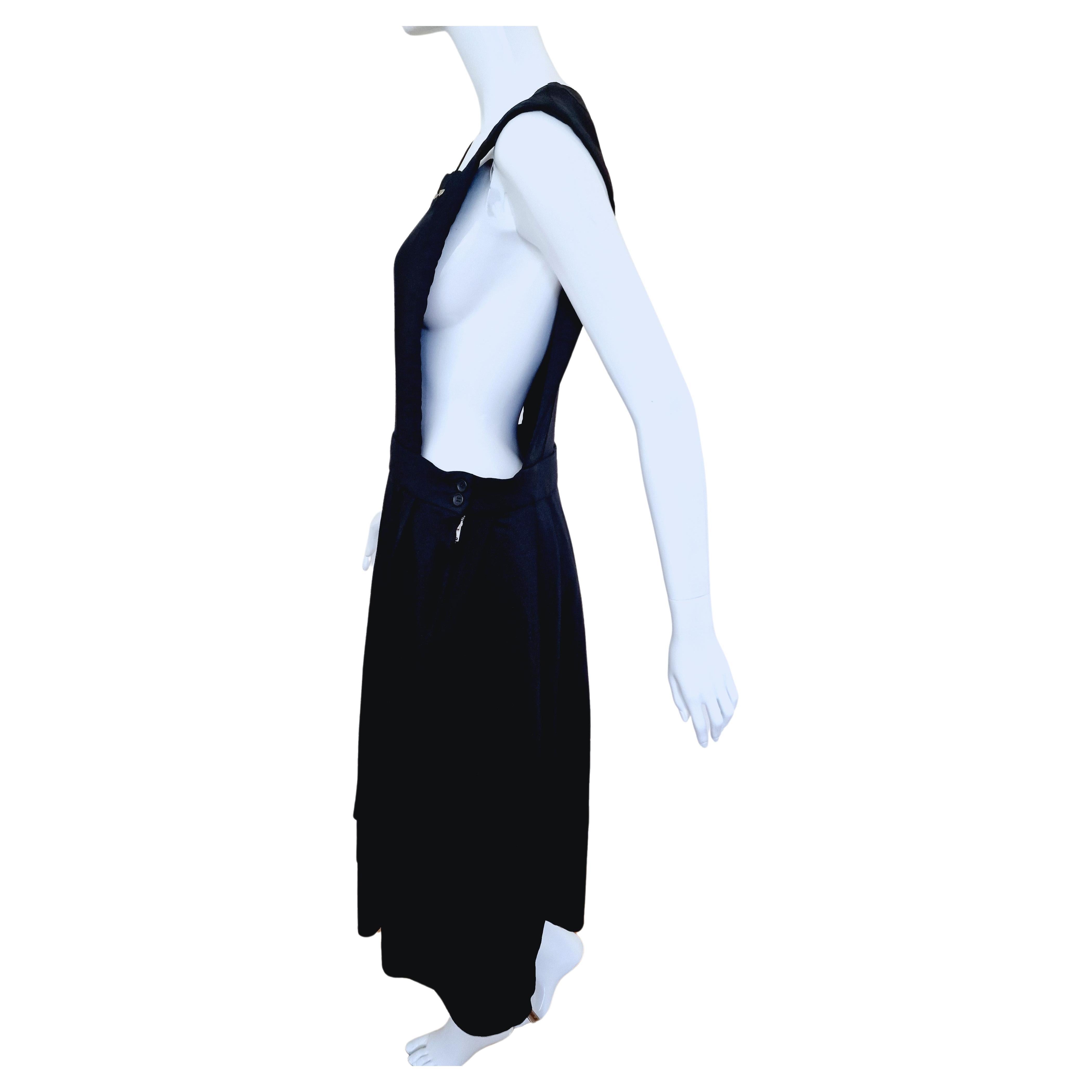 Comme des Garcons Rivet Riveted Suspenders Black Pleated Men Women Dress For Sale