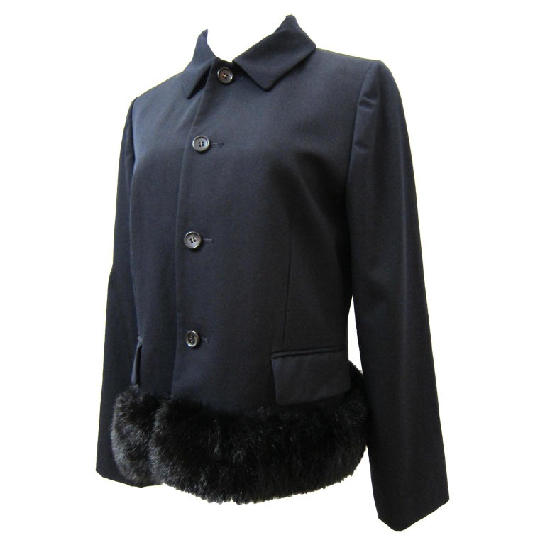 Comme des Garcons robe de chambre Black Faux Fur Detail Jacket AD 1997 at 1stDibs