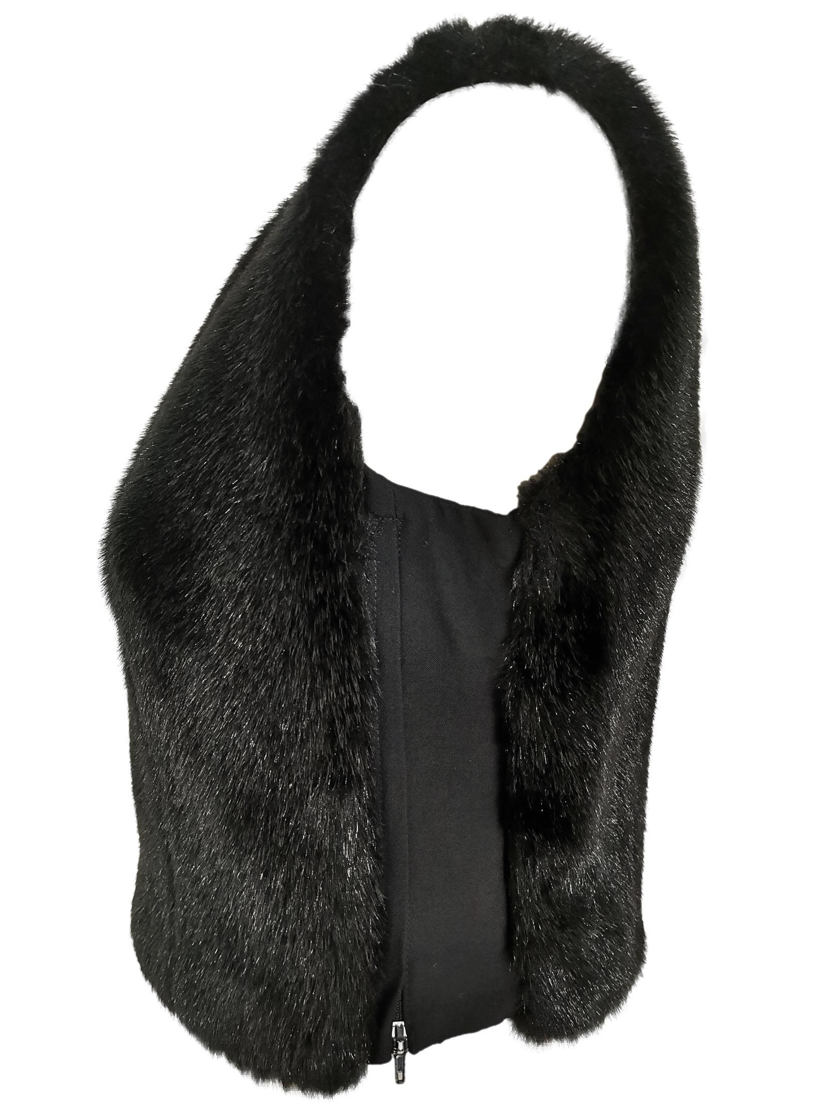 Black Comme des Garcons Robe de Chambre Fitted Faux Fur Vest AD1997