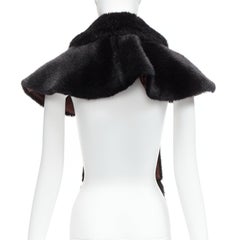 COMME DES GARCONS Robe De Chambre Vintage black faux fur Peter Pan capelet scarf