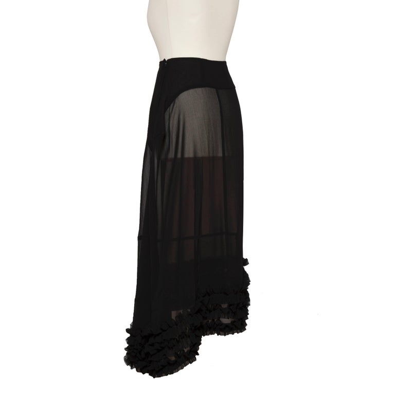 COMME des GARCONS wool Raw edge ruffle frill skirt GN-S007 black XS