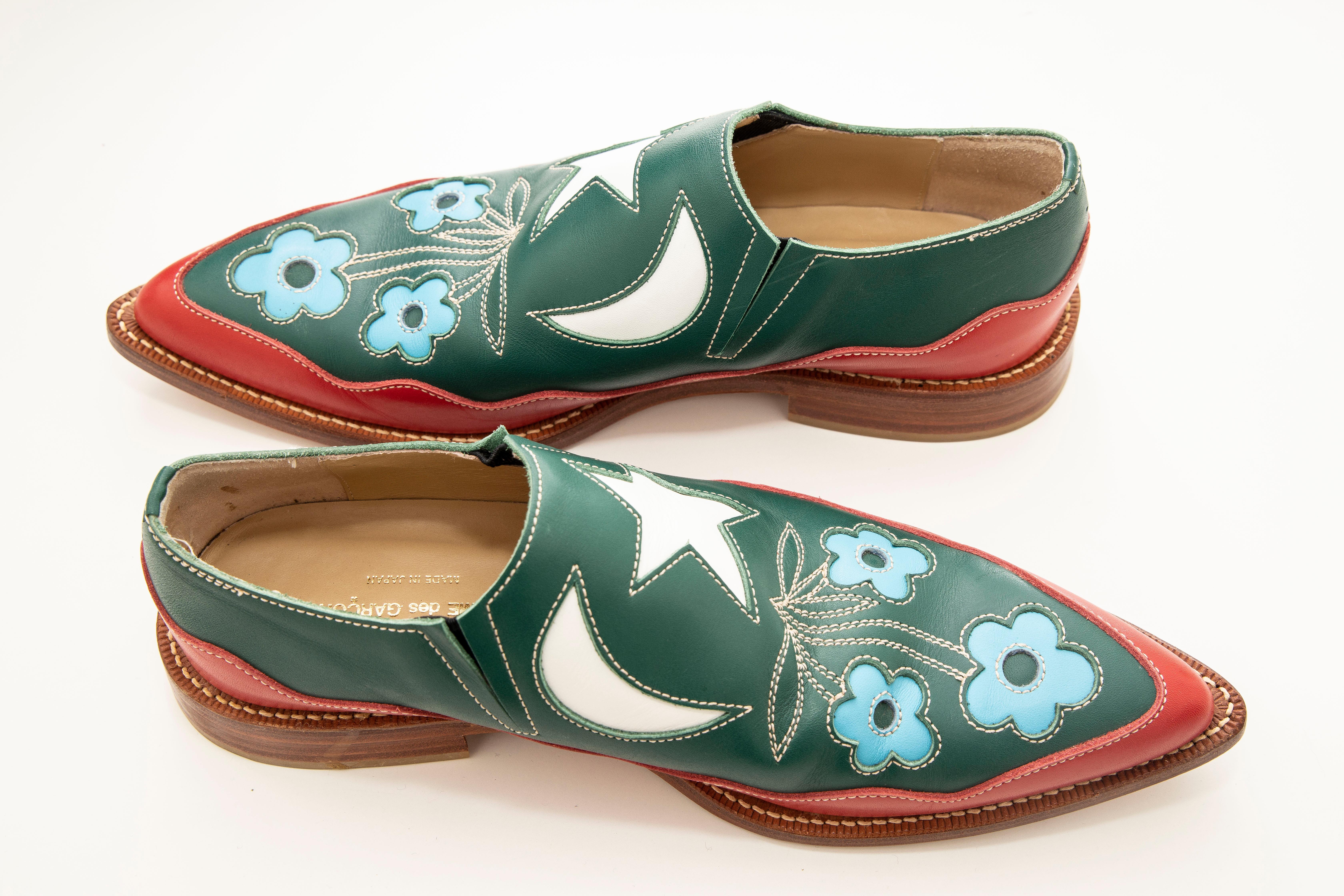 Gray Comme des Garcons Runway Leather Loafers with Stacked Heels , Fall 1998