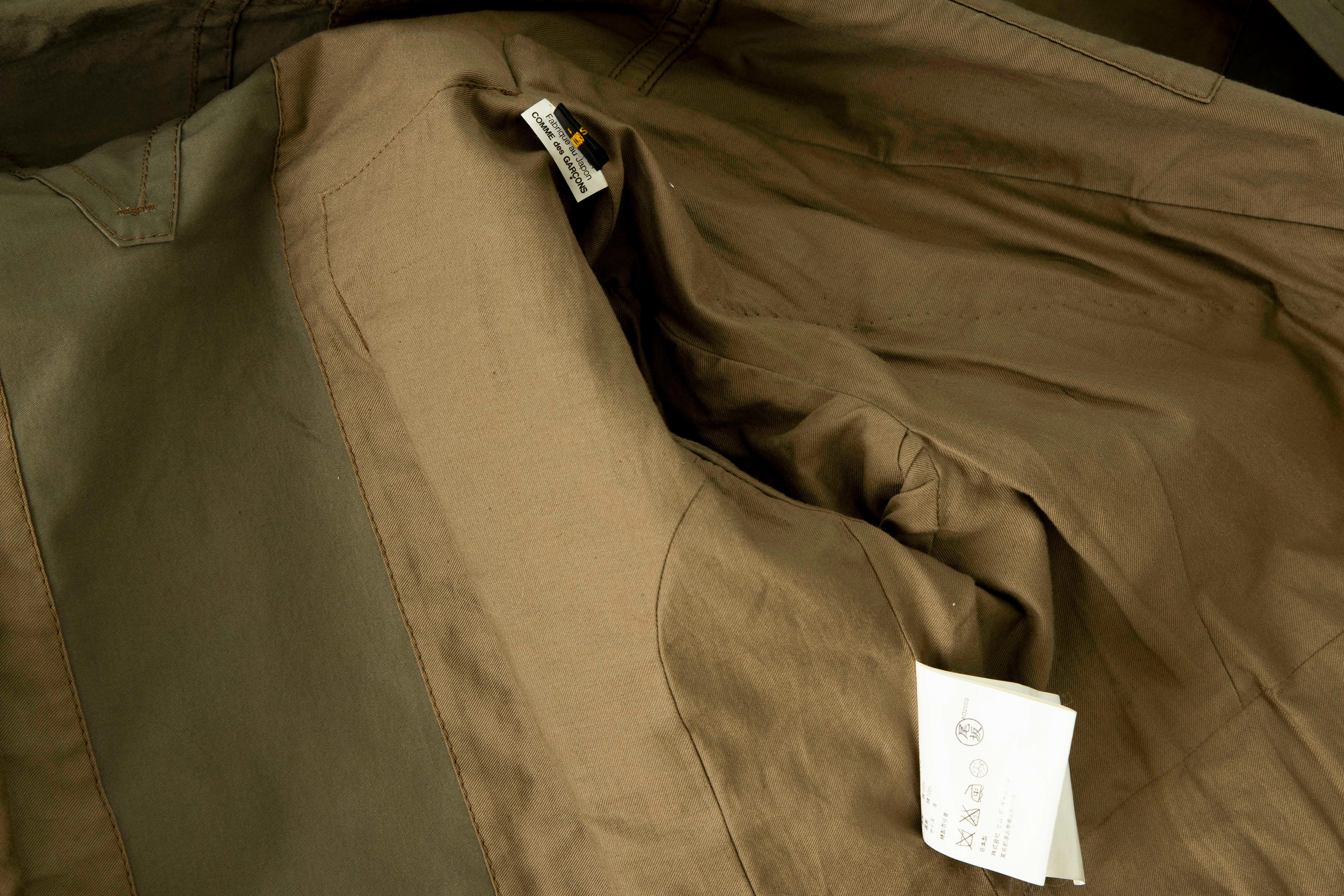 Comme des Garcons Runway Olive Green Black Printed Back Cotton Coat, Fall 2009 10