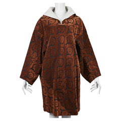 Vintage Comme Des Garcons Rust & Black Velvet High Back Collar Dress 1996
