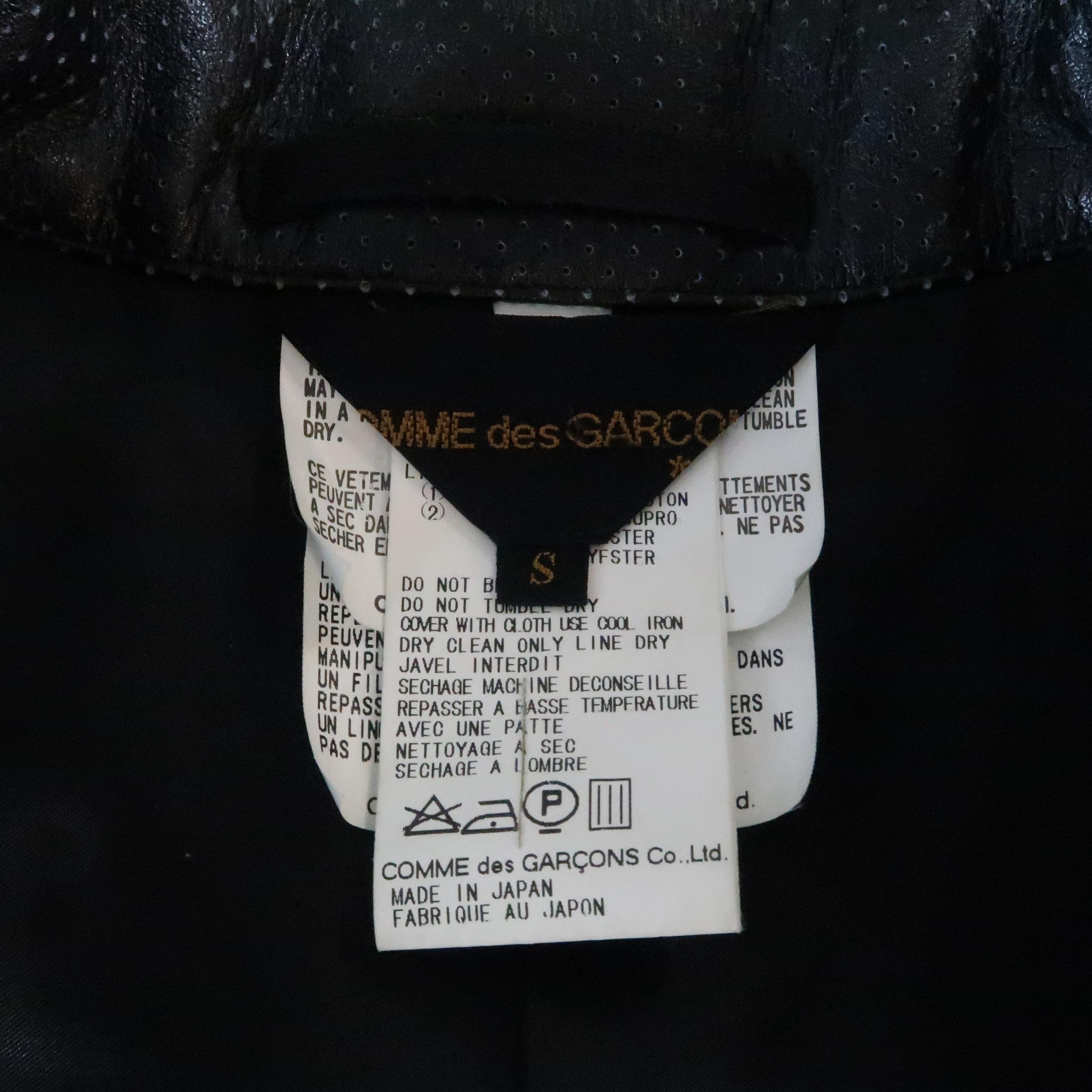 COMME des GARCONS S Black Perforated Faux Leather Notch Lapel Blazer ...
