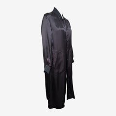 Comme Des Garçons S/S 1986 Reissue Black Satin Staff Coat With Back Logo Print