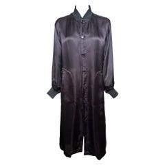 Comme Des Garçons S/S 1986 Reissue Black Satin Staff Coat With Back Logo Print