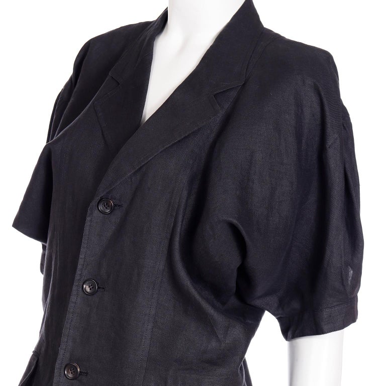 tricot COMME des GARCONS Linen linen Asymmetrical slit shell button bias Bermuda tailcoat jacket short Pants setup TJ-020210 TP-02014M Navy main image 0