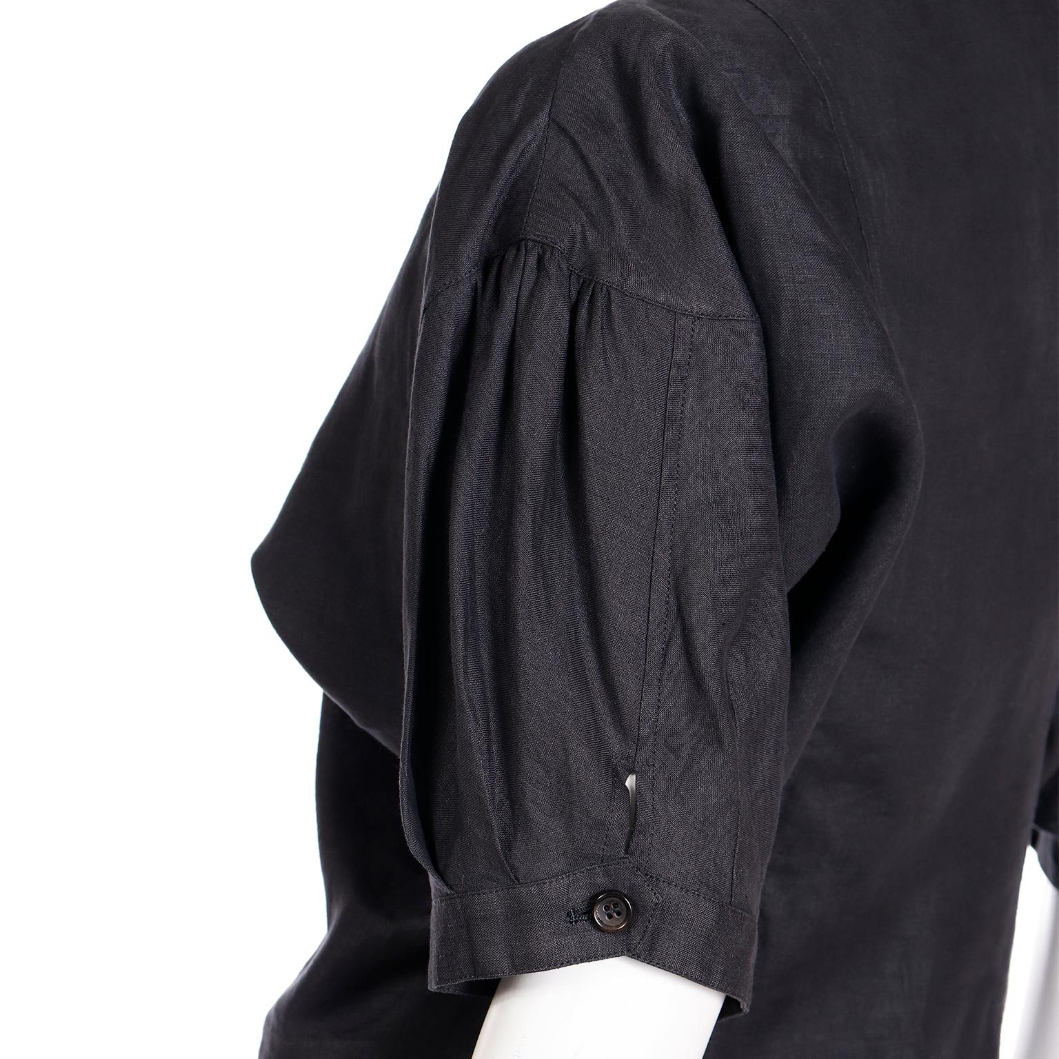 Comme des Garcons S/S 1989 Vintage Black Linen Jacket & Pants Outfit For Sale 11