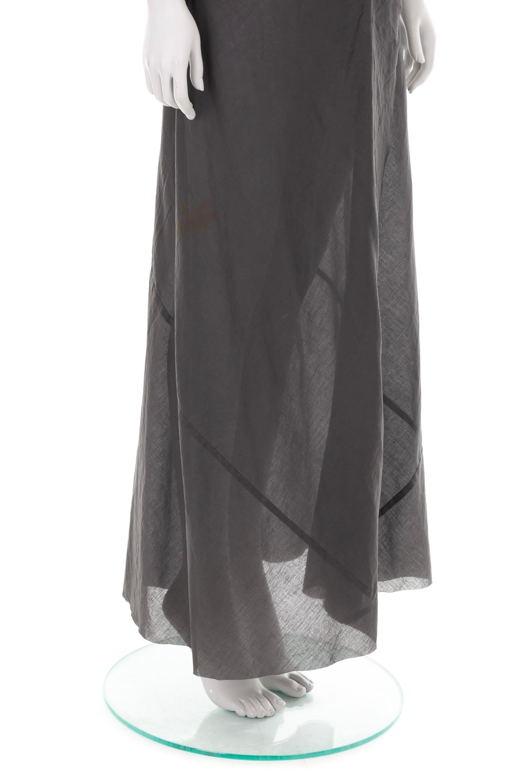 Comme Des Garçons S/S 1998 grey silk and poplin raw edge floral gown  For Sale 2