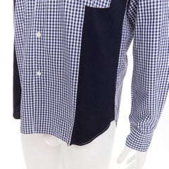 COMME DES GARCONS SHIRT 2010 white blue patchwork gingham cotton wool shirt L