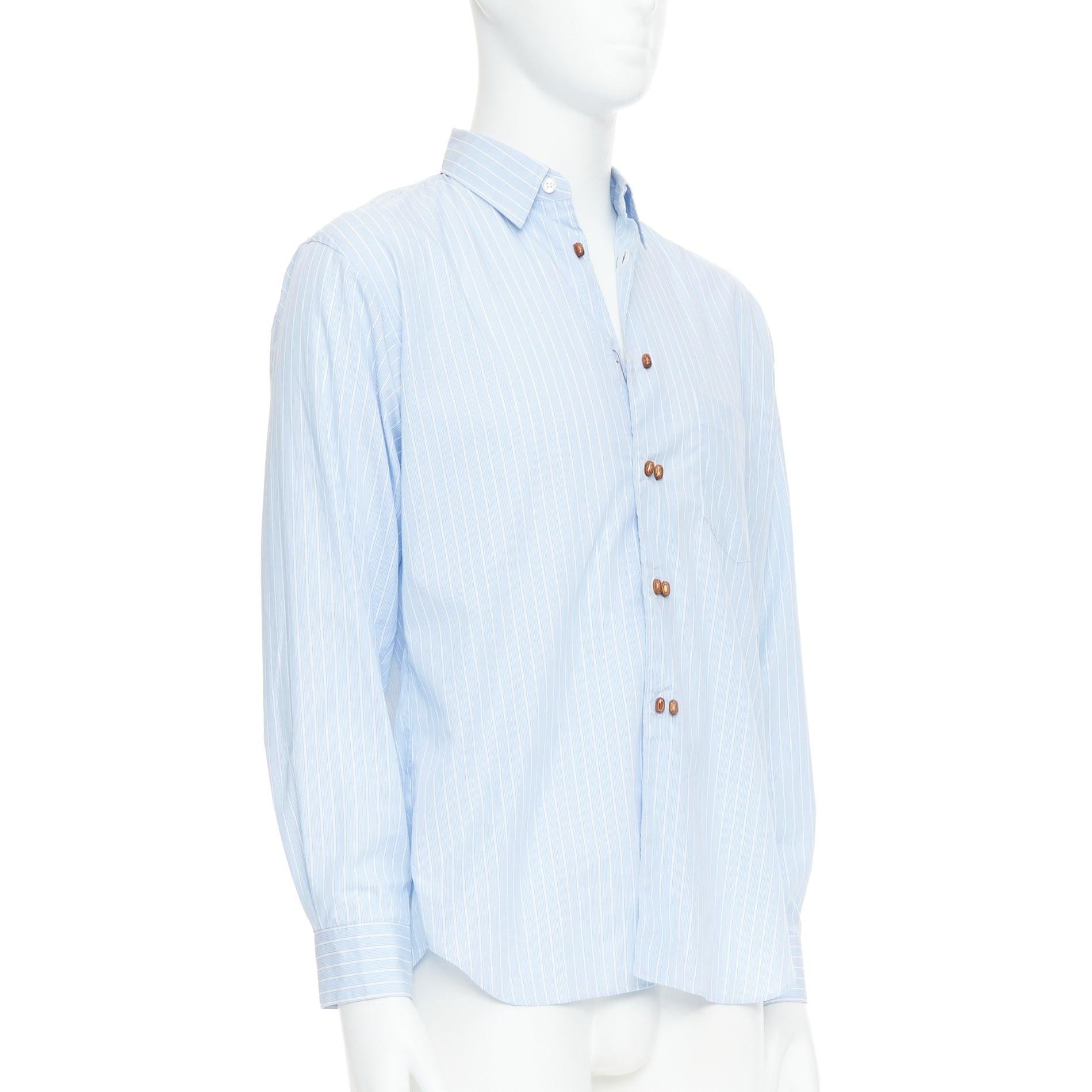 Grigio COMME DES GARCONS CAMICIA camicia a righe bianche e blu con bottoni a forma di fagiolo S.S. White in vendita