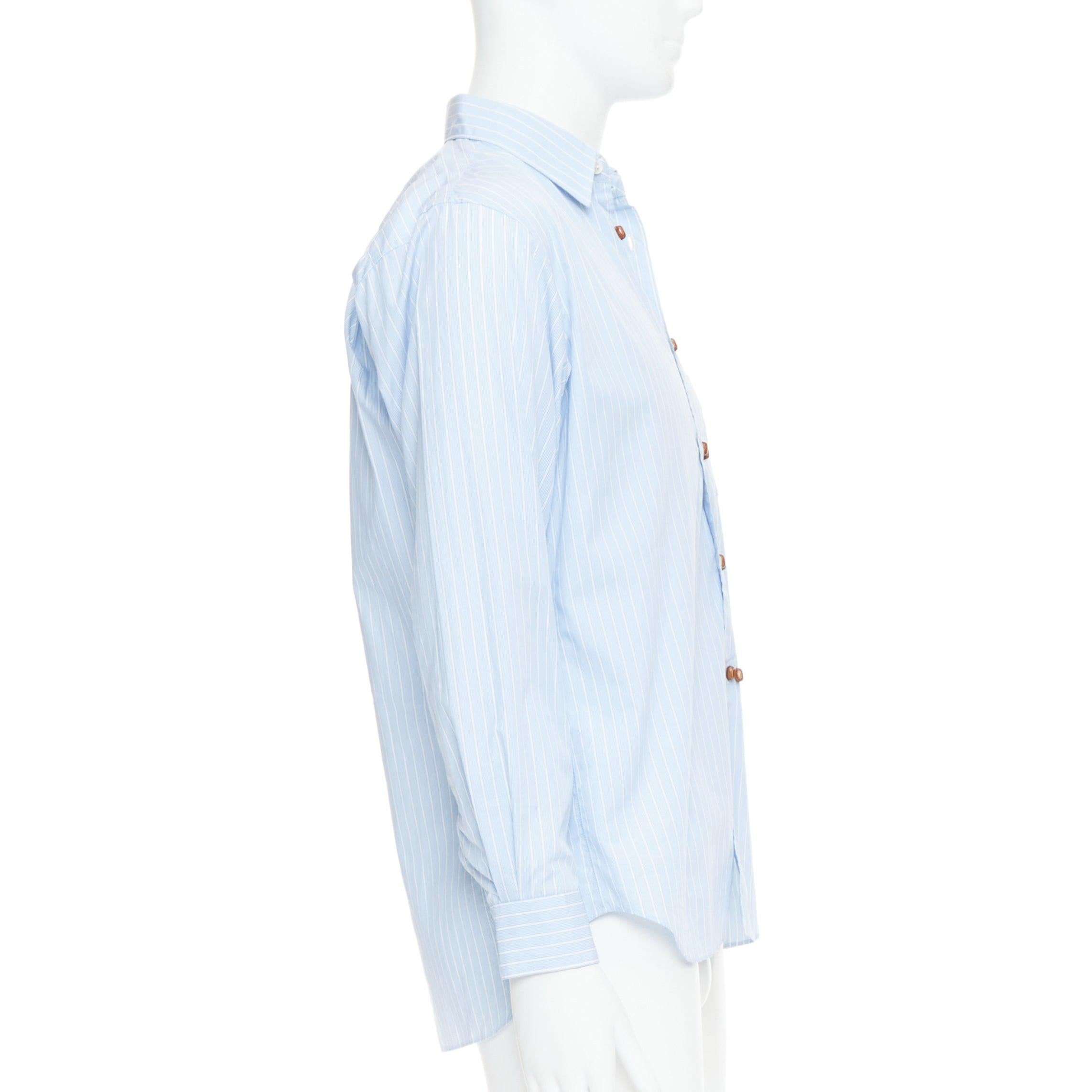 COMME DES GARCONS CAMICIA camicia a righe bianche e blu con bottoni a forma di fagiolo S.S. White In condizioni discrete in vendita a Hong Kong, NT