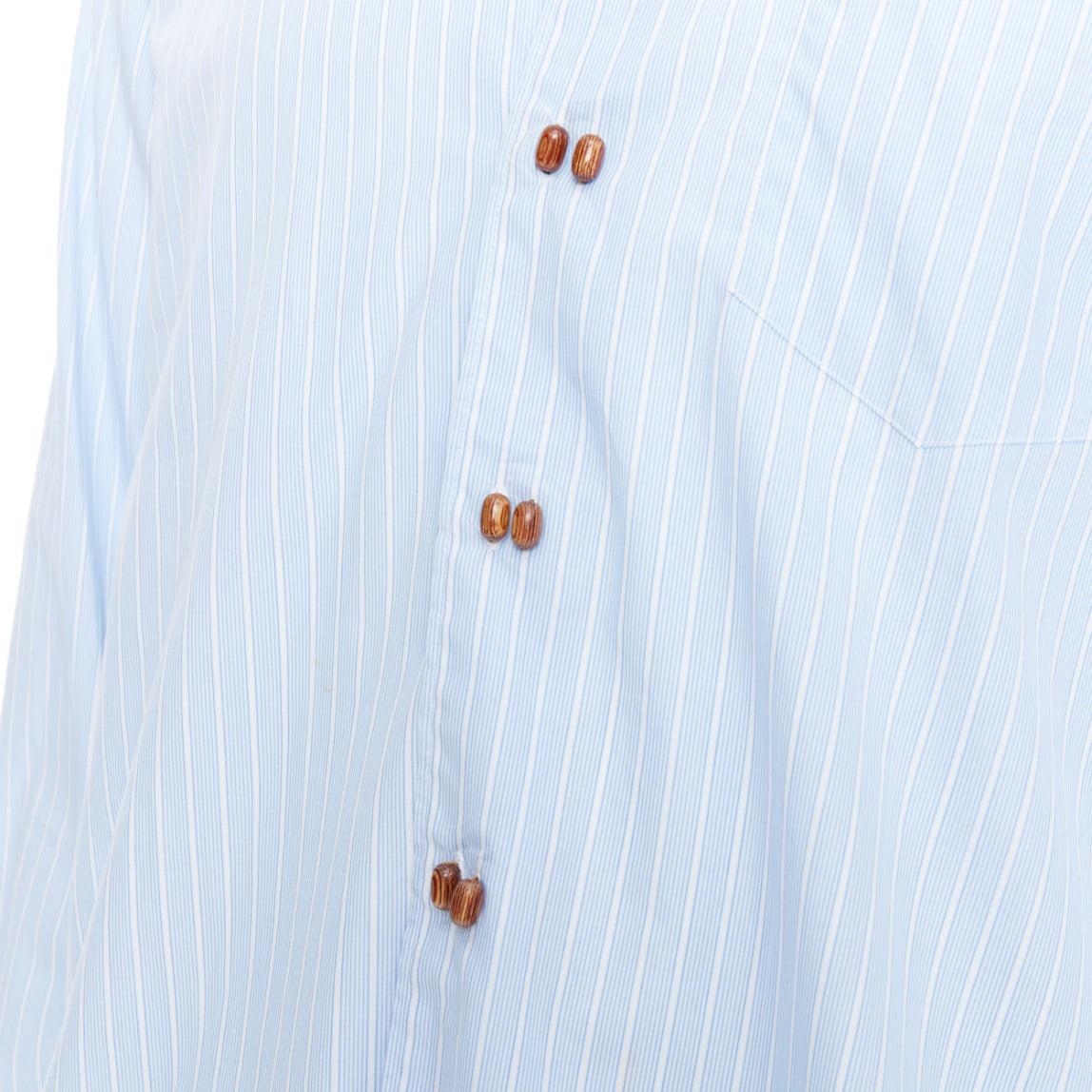 COMME DES GARCONS CAMICIA camicia a righe bianche e blu con bottoni a forma di fagiolo S.S. White in vendita 2