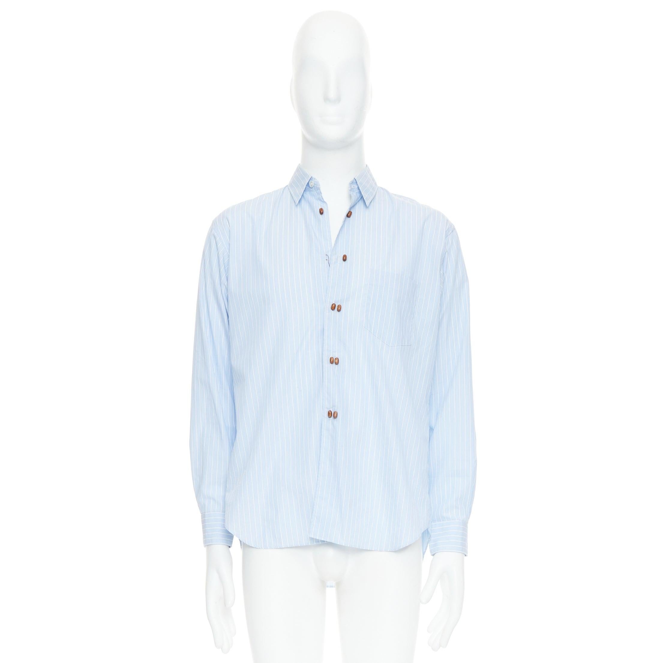 COMME DES GARCONS CAMICIA camicia a righe bianche e blu con bottoni a forma di fagiolo S.S. White in vendita 4